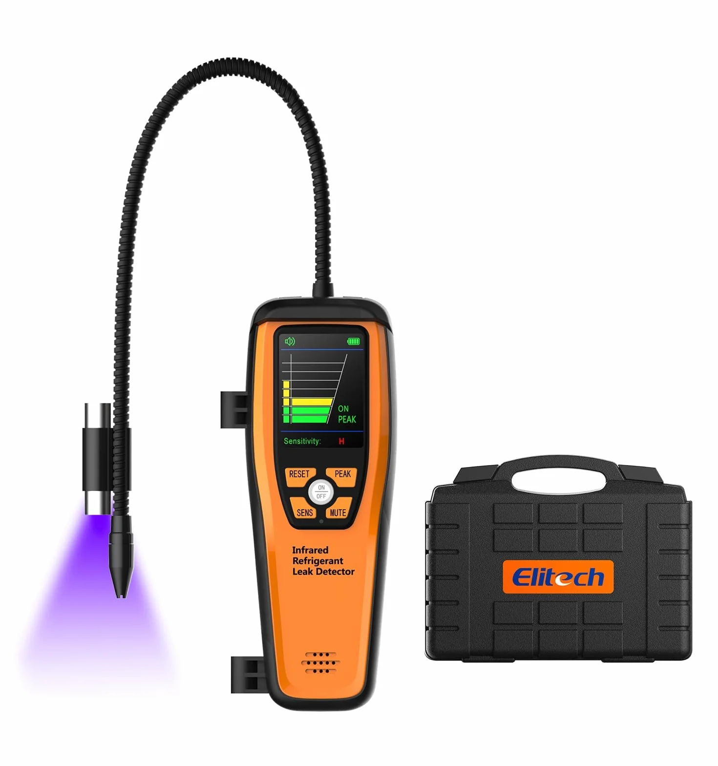 Elitech ILD-200 Pro Detector de Fugas Infrarrojo, Detector Profesional de Gas Refrigerante para R134a/R1234yf/R454B/R600a, para Aire Acondicionado, Neveras y Sistemas HVAC