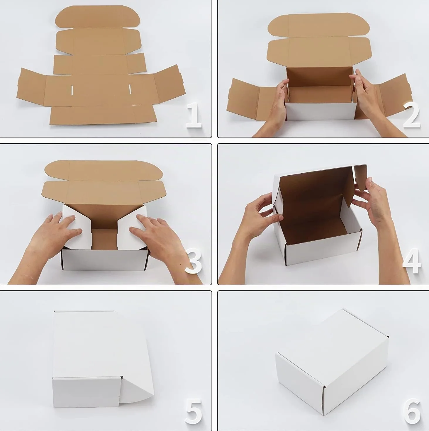 HORLIMER 28 x 20,4 x 5,1cm Cajas de Carton con Tapa para Envios de Paquete, 25 Pack, Cajitas de Papel Kraft para Regalo o Embalaje, Blanco