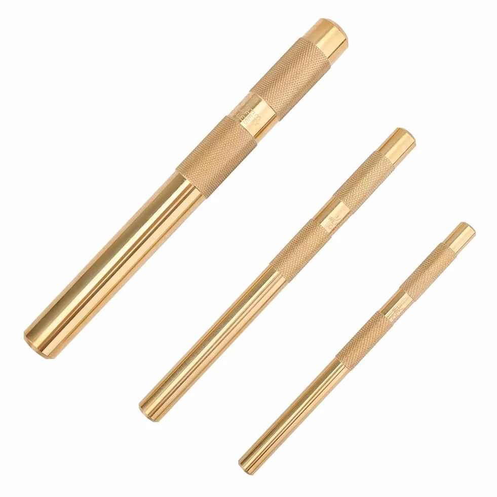 Brass Drift Punch Set, 25075 25076 25077 - Punzones de latón de 3 piezas con 3/4 pulgadas, 1/2 pulgadas, 3/8 pulgadas