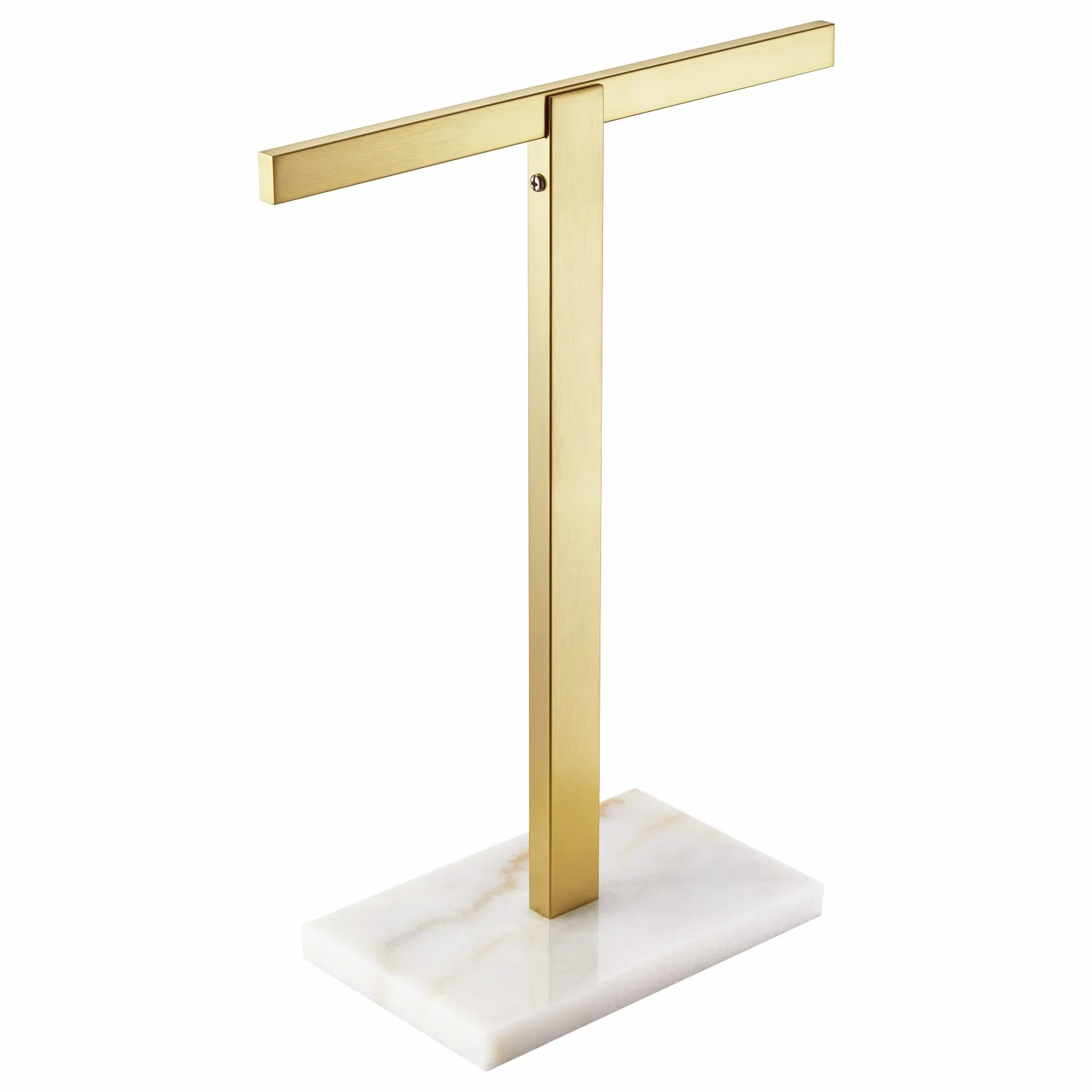 KOKOSIRI Toallero de Mano con Base de mármol para baño, Cocina, tocador, encimera, Acero Inoxidable Dorado de 15.7 Pulgadas de Altura, THS0002-SM-BG