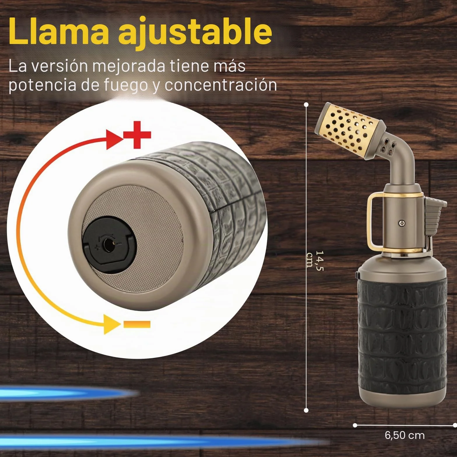 Soplete de butano profesional para cocina con bloqueo de seguridad, ajustable, recargable, multiuso, recargable, barbacoa, hornear, crema Brulee, manualidades y soldadura (gas butano no incluido)