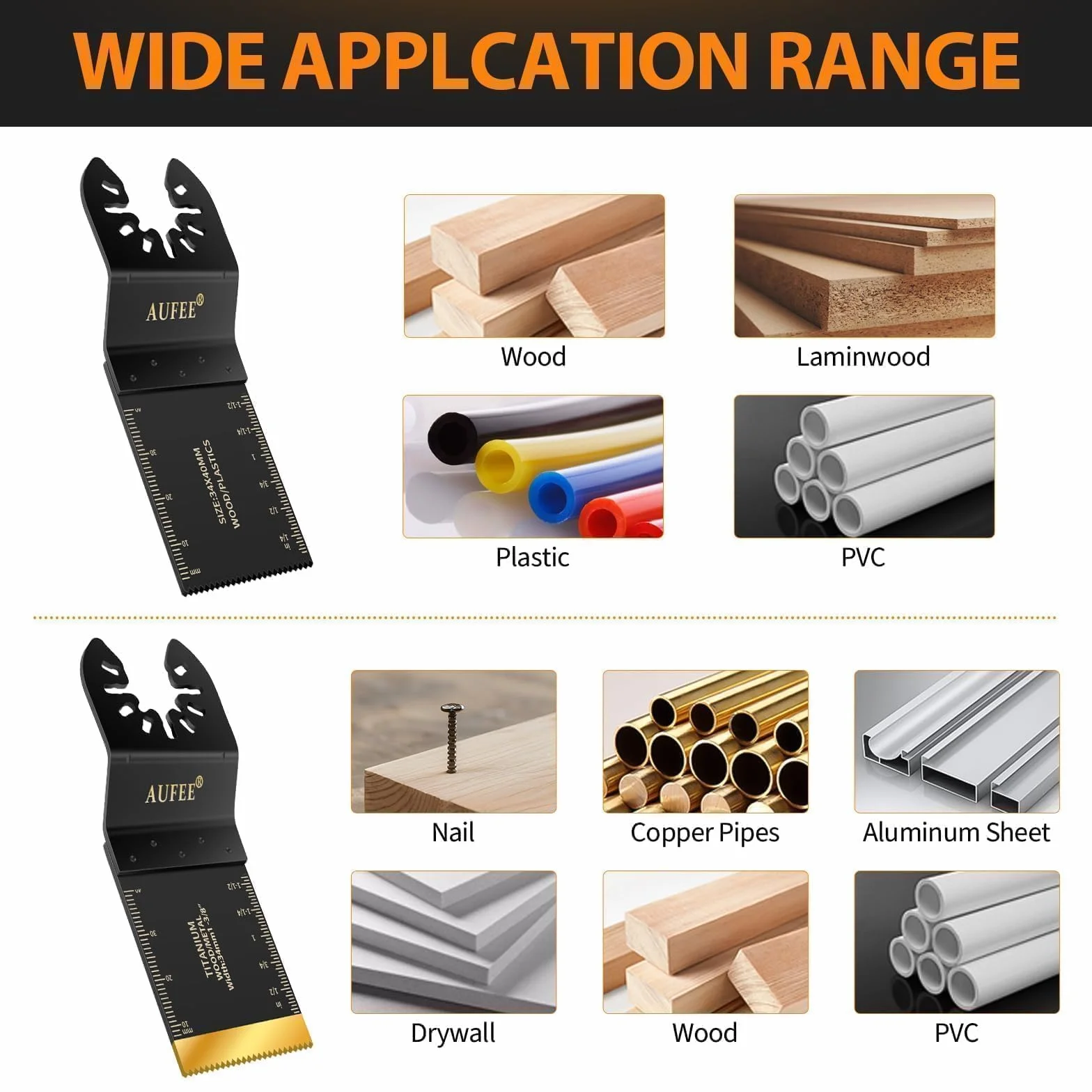 110 cuchillas oscilantes multiherramienta, hoja oscilante de titanio para madera, plásticos y metal, kits profesionales de hojas de sierra oscilantes universales para Dewalt Ryobi Milwaukee Rockwell