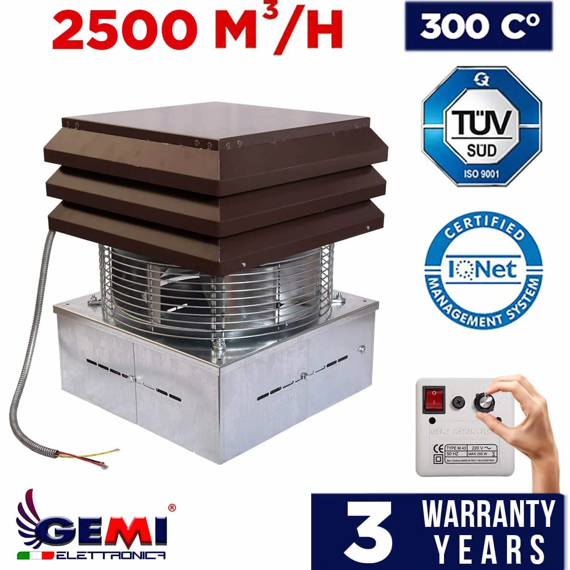 Gemi Elettronica Extractor de Humo con Regulador de 6 Velocidades para Chimenea y Barbacoa