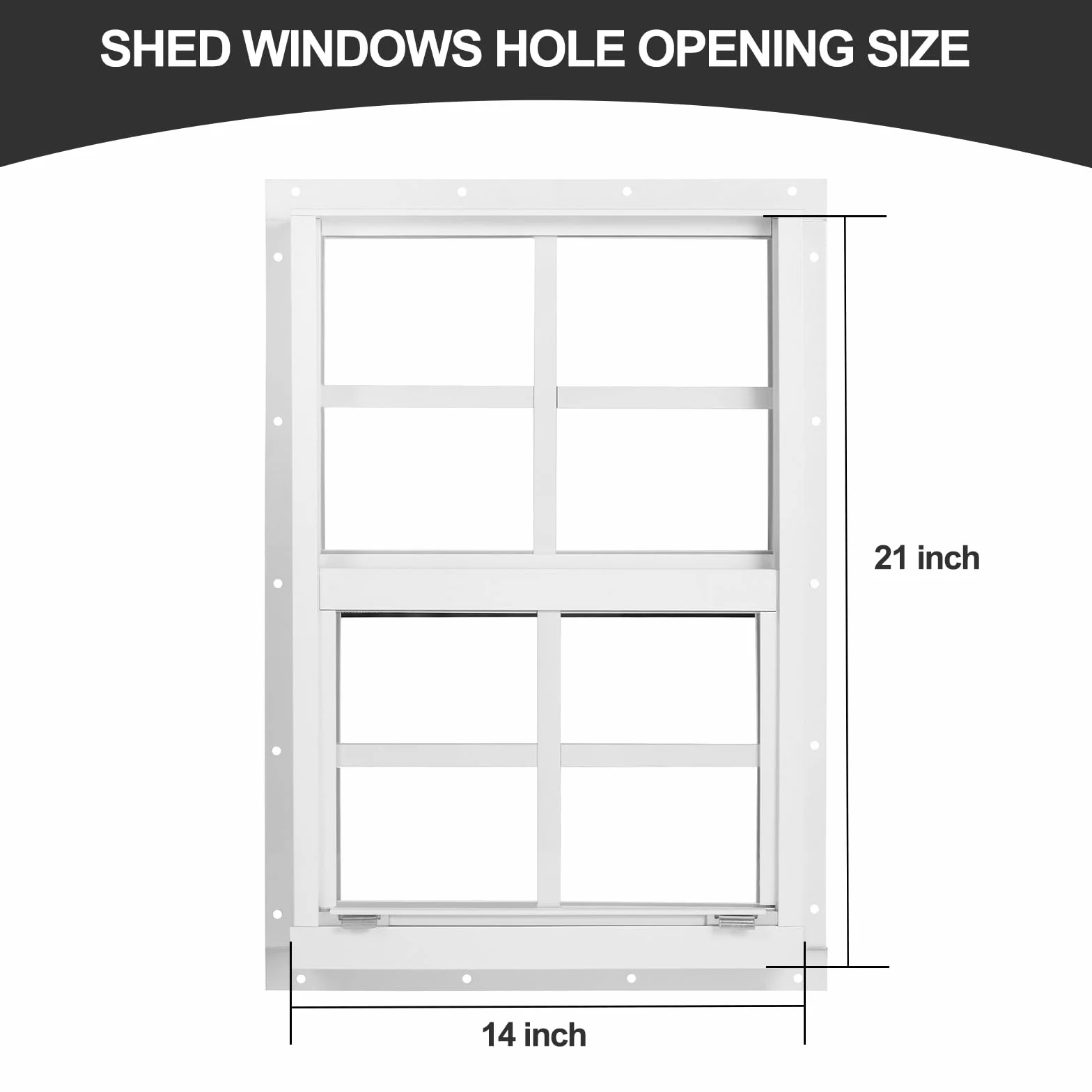 Paquete de 2 ventanas de cobertizo de 14 pulgadas de ancho x 21 pulgadas de alto, ventana blanca con vidrio templado y pantalla de fibra de vidrio, ventanas correderas con deslizador vertical y