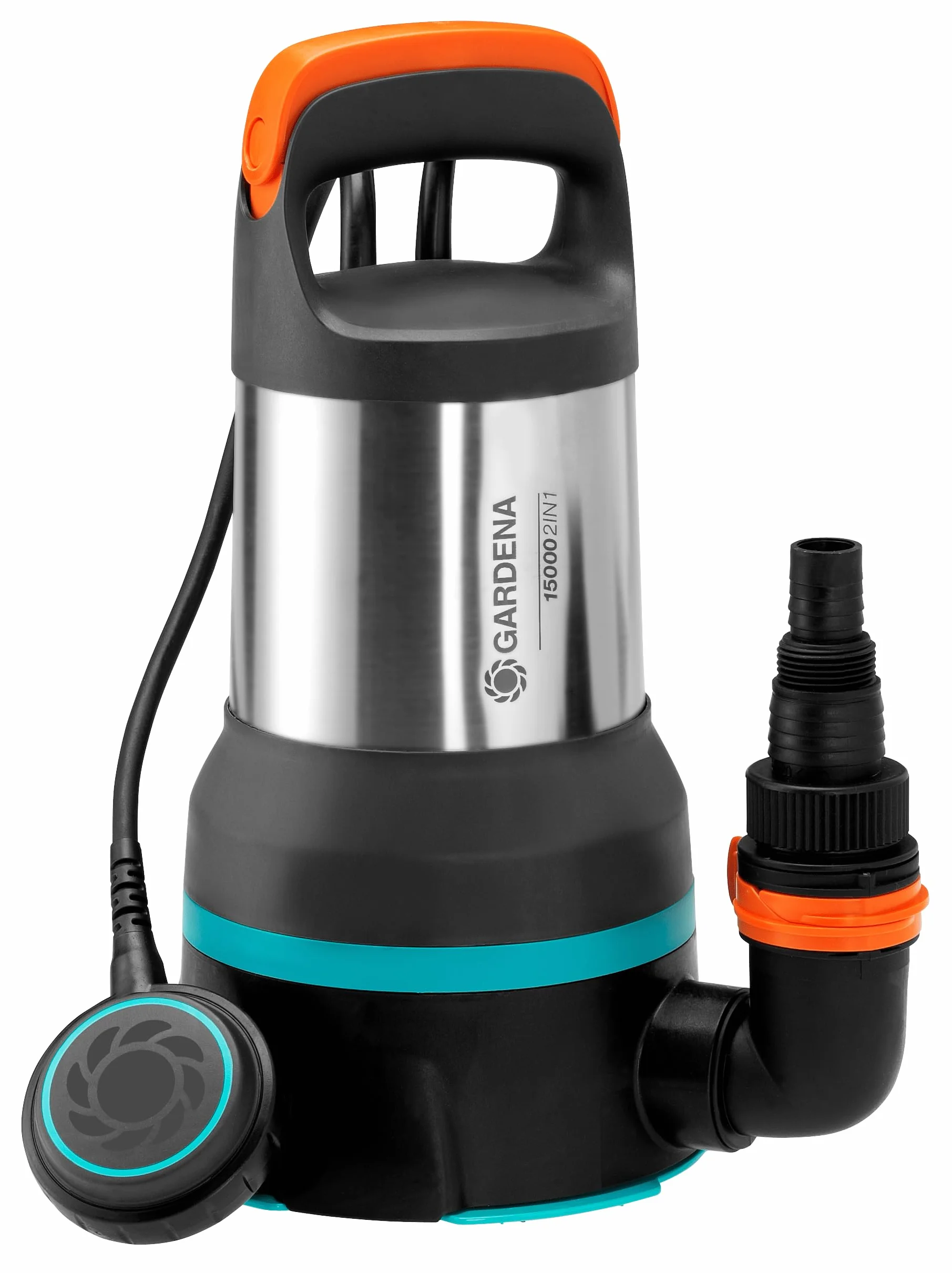 Gardena Bomba sumergible agua limpia/residual 15000: bomba combinada de drenaje, caudal 15000 l/h, aspiración plana hasta 1 mm y tamaño grano 550 W (09048-20)