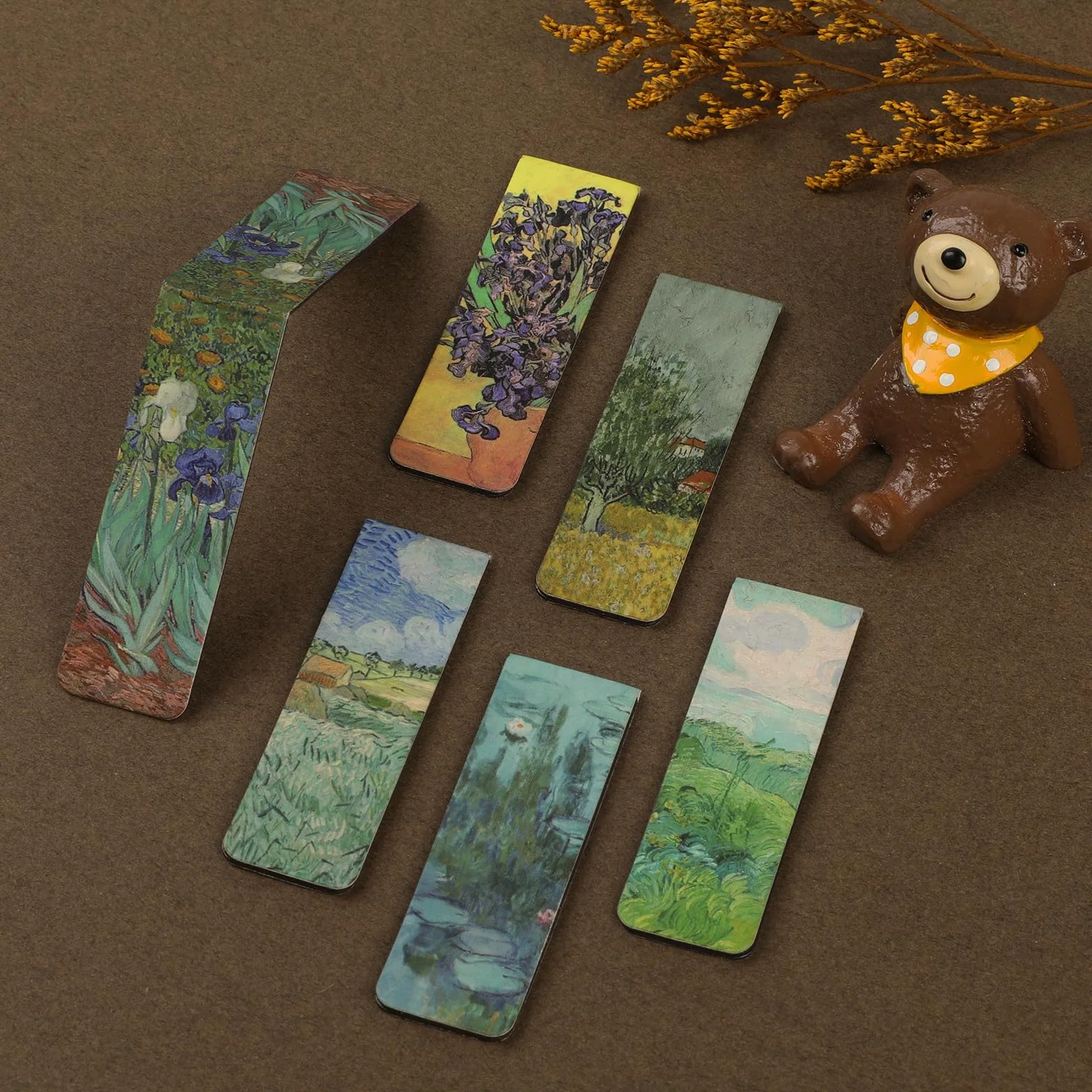 Simpeak 12 Piezas Marcadores Magnéticos Van Gogh Monet Marcapáginas Clip para Lectores