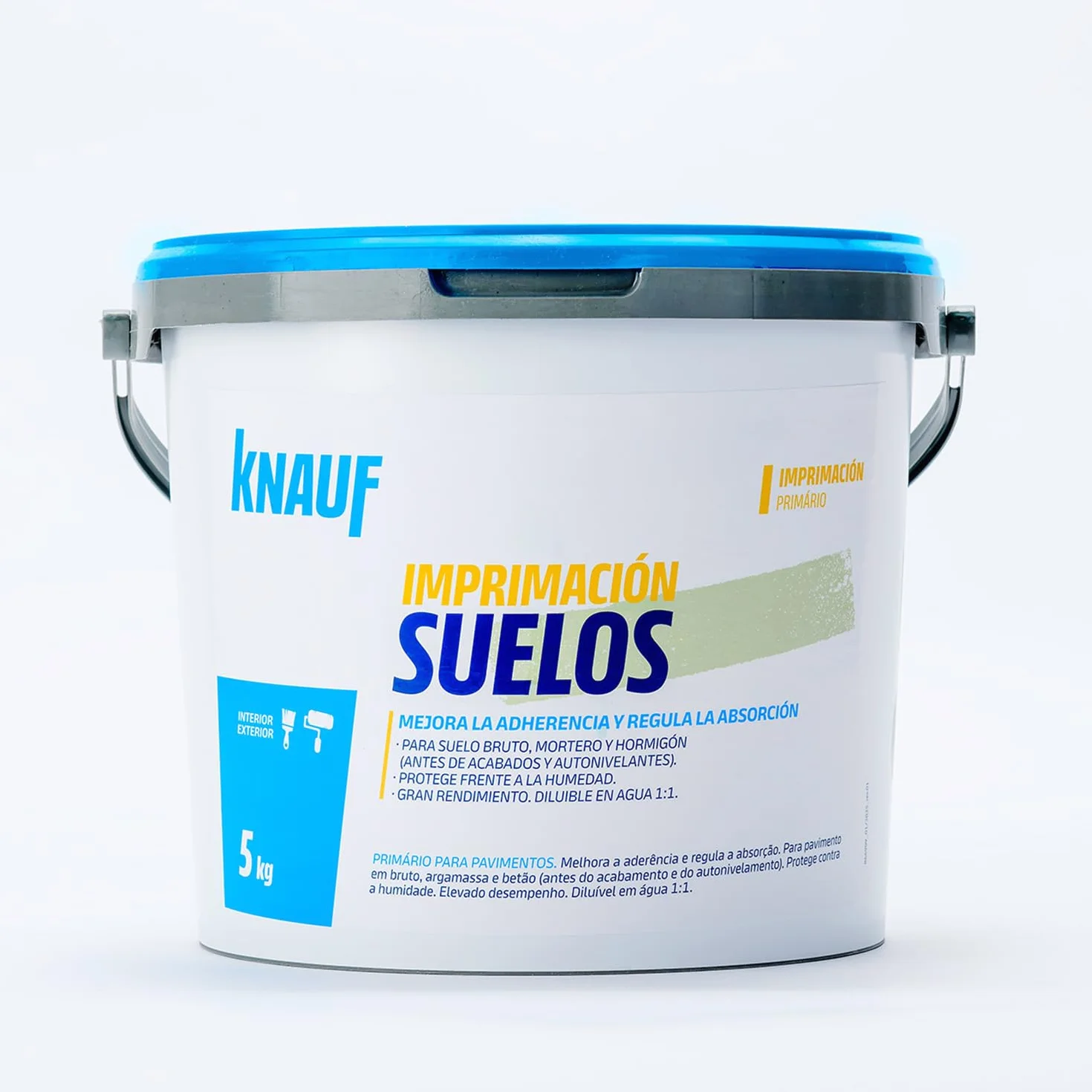 KNAUF - Imprimación Suelos 5 kg - Color Verde - Apto para Suelos Absorbentes, Brutos Morteros y Hormigón - Mejora Adherencia y Regula Absorción - Protege Frente a Humedad - Listo para Usar