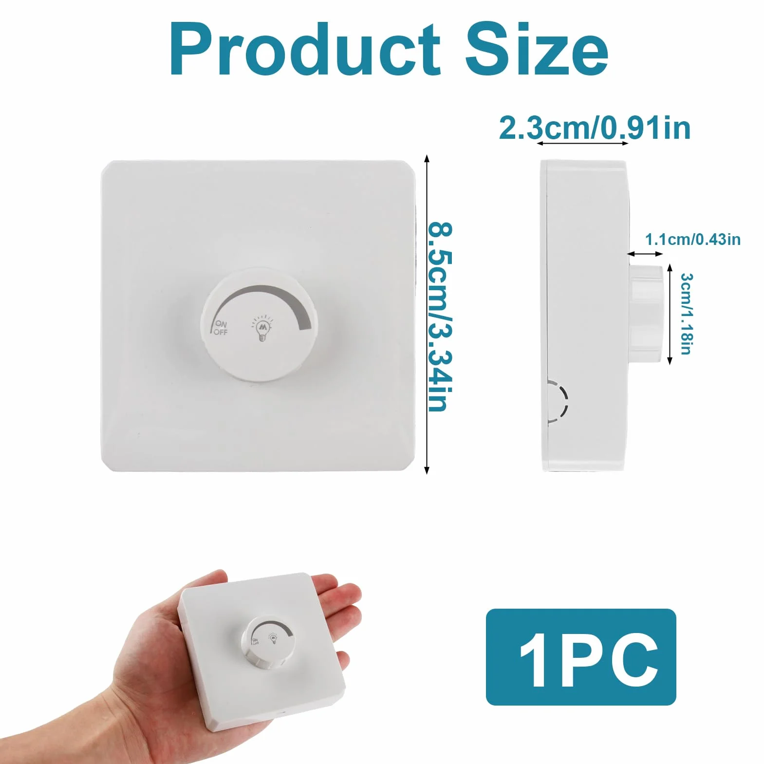 Regulador de intensidad para lámpara LED, interruptor de luz regulable 86 * 86mm 110-250V 10-16A 1-400W, interruptor empotrado, botón giratorio, regulación de velocidad sin etapas para lámparas