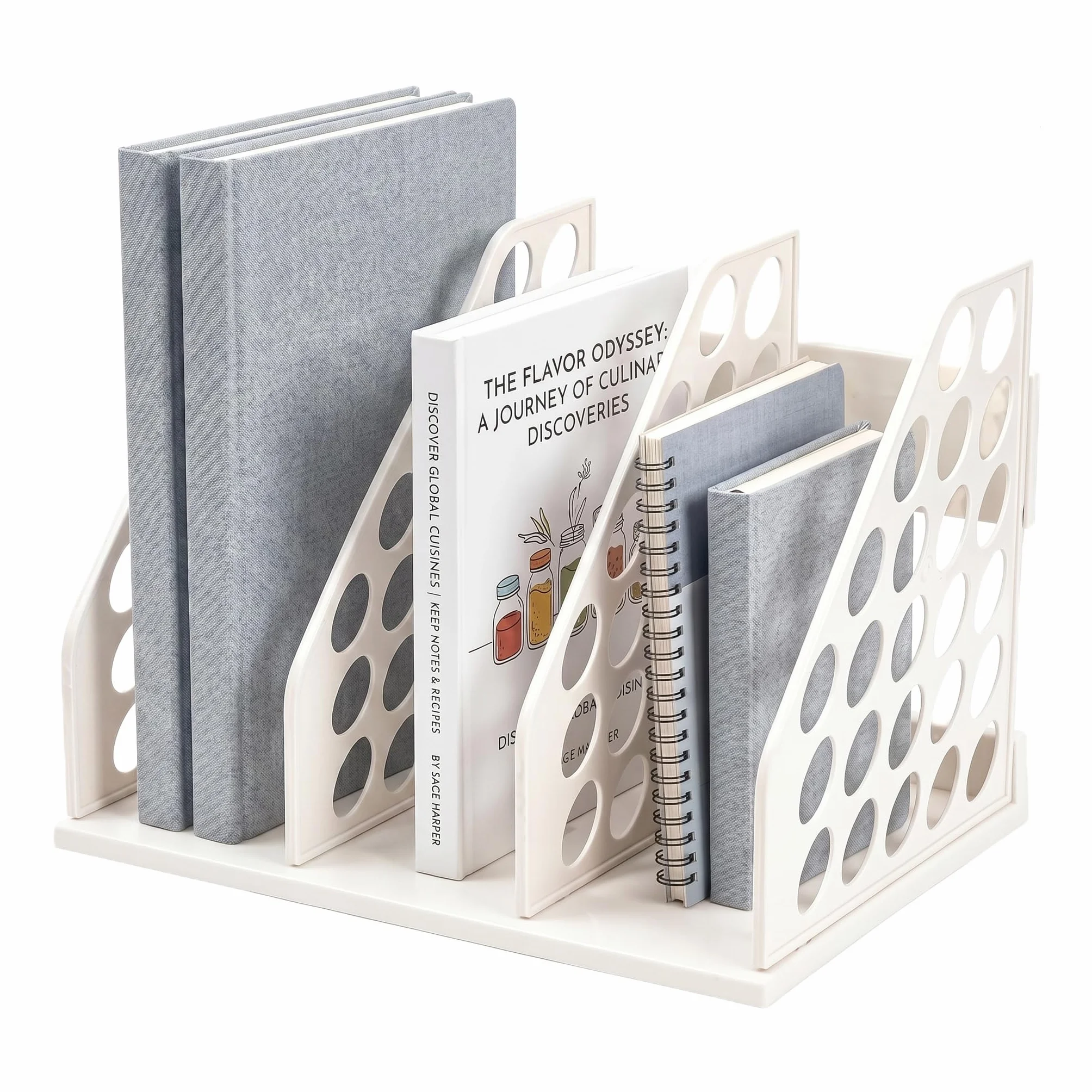 Soporte para archivos A4, organizador vertical de escritorio 3 compartimentos, almacenamiento de revistas oficina