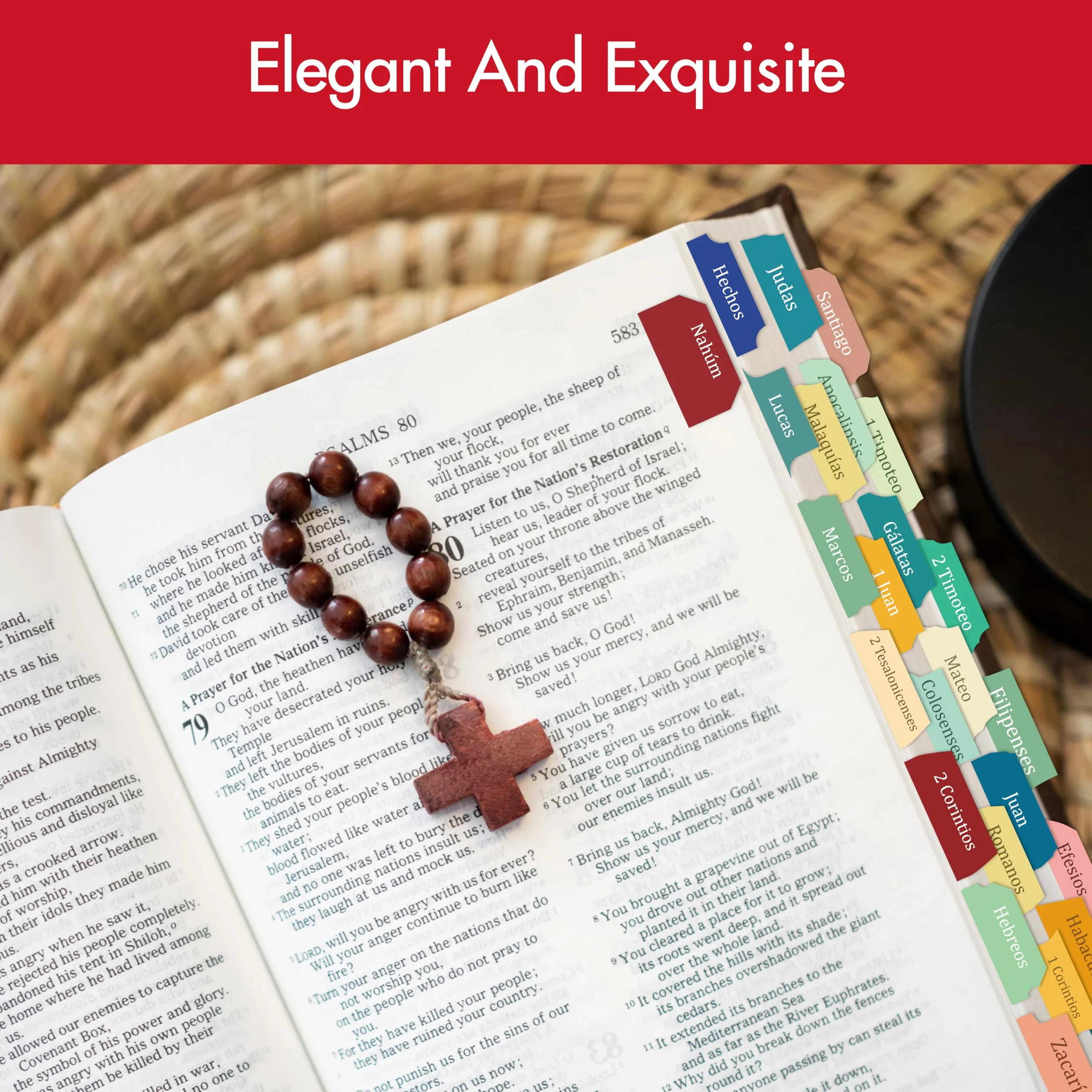 Pestañas de Índice de la Biblia en Español, Juego de Pestañas Laminadas, 80 Stickers Autoadhesivas con Guía de Alineación