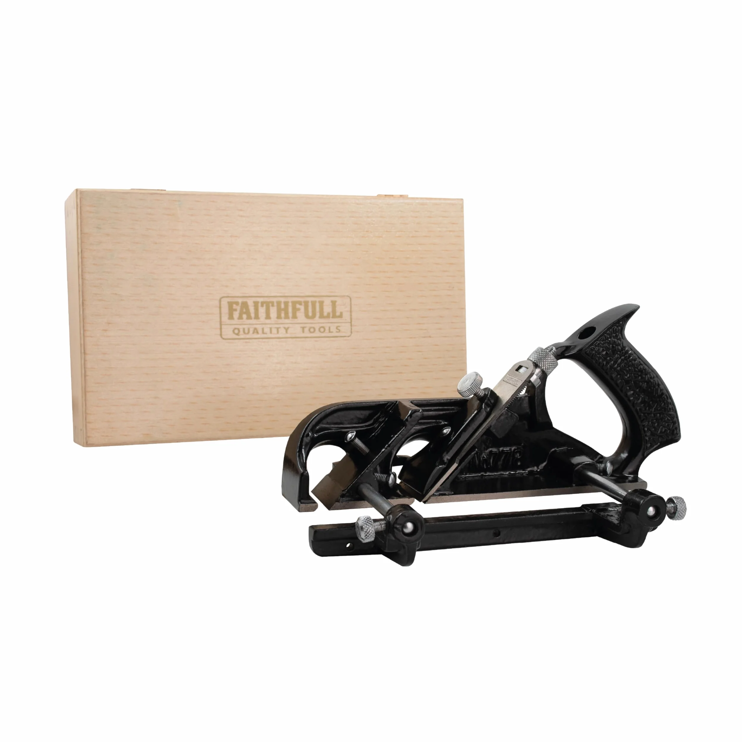 Rabot à feuillure Faithfull 778 dans un coffret en bois – Rabot à feuillure et à arrondir en fonte avec base affûtée avec précision pour la menuiserie, l'ébavurage et le travail en travers du fil