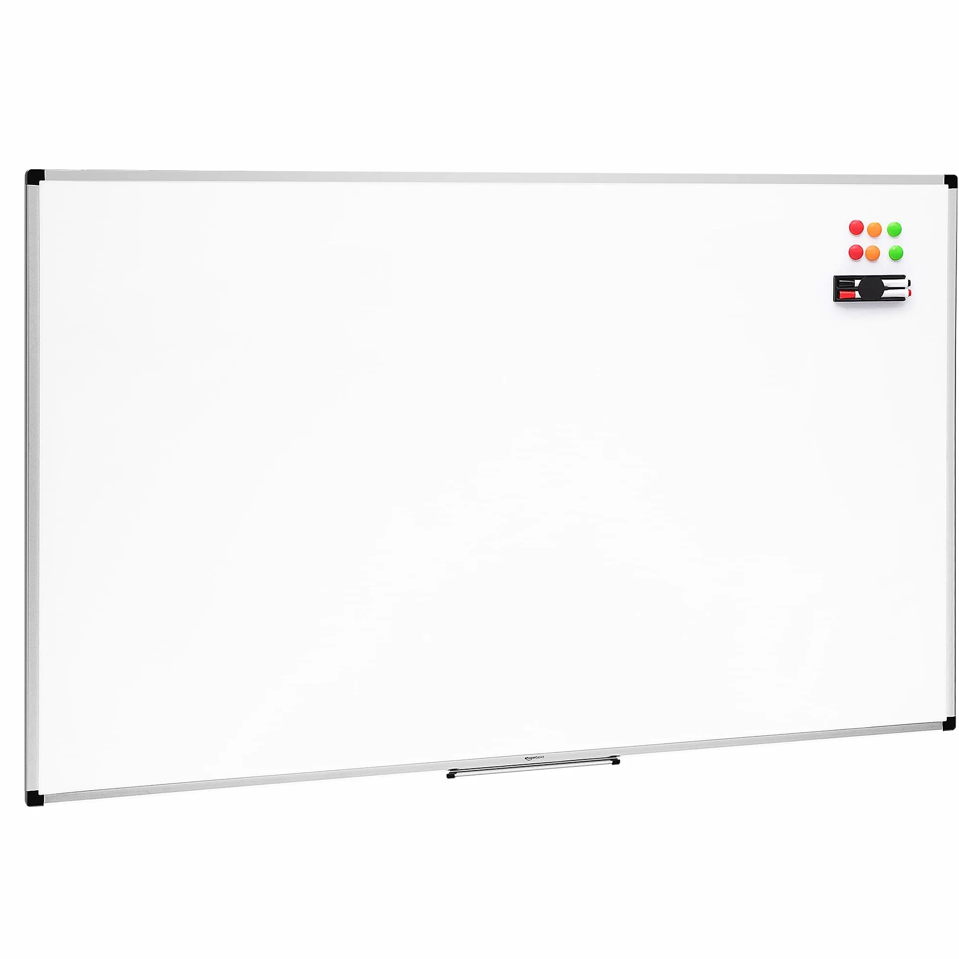 Amazon Basics Pizarra Blanca Magnética 90 x 60cm Marco Aluminio Bandeja Rotuladores Borrador Imanes