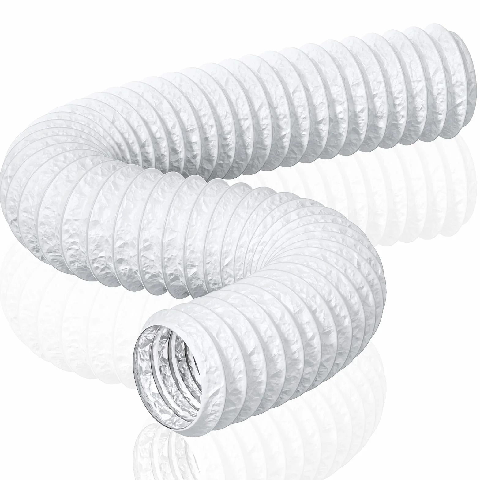 HG Power Manguera de Ventilación 150 mm, 5 m Manguera de Escape de Aluminio, PVC Conductos de Ventilación para Extractores, Climatizadores, Secadoras, Campanas Extractoras, Blanco