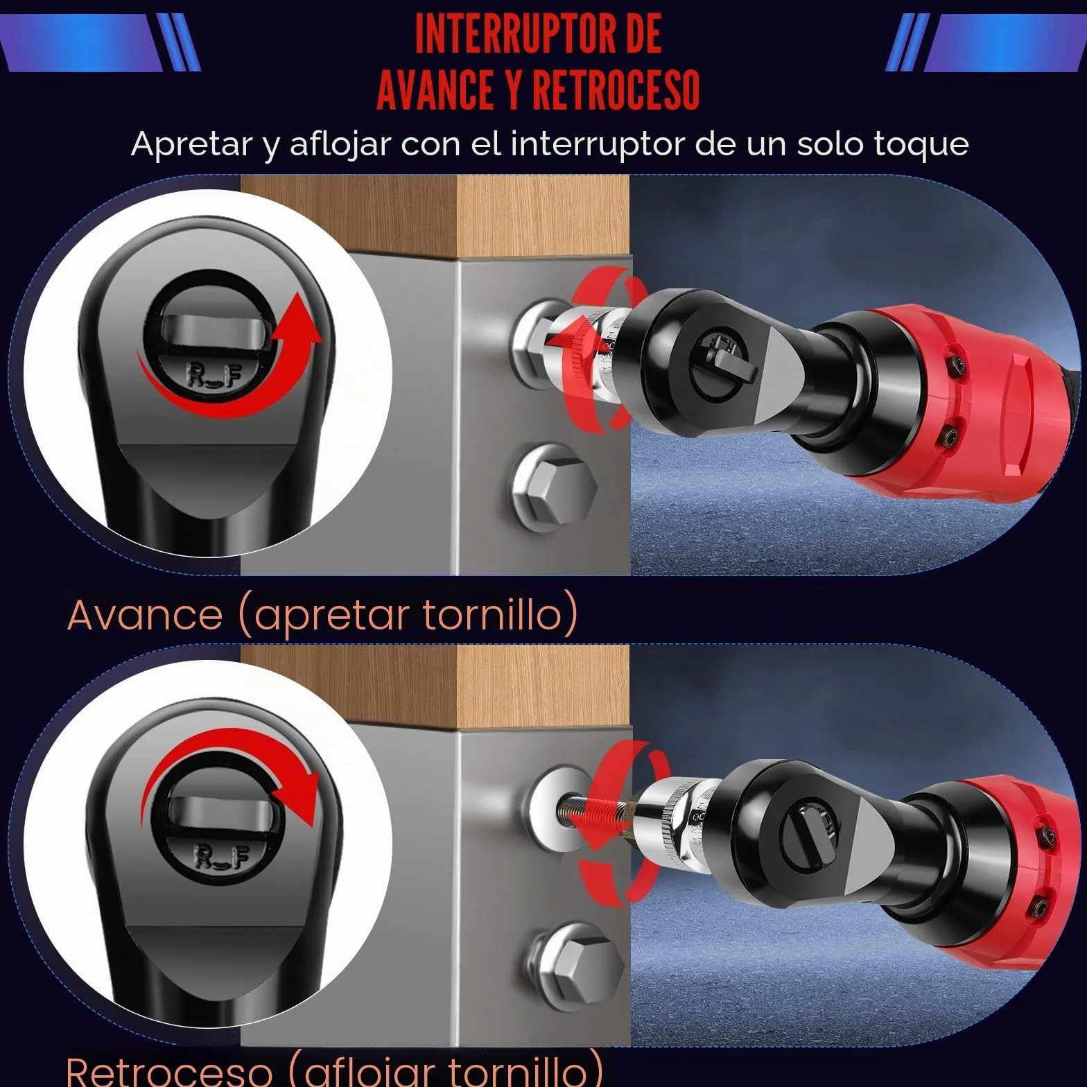 Juego de llaves de carraca eléctricas, batería de 12 V, llave de carraca de 3/8", con par de torsión de 40 nm, 0-300 rpm, con 2 baterías de 1500 mAh, 7 vasos, carraca eléctrica para muebles y coches
