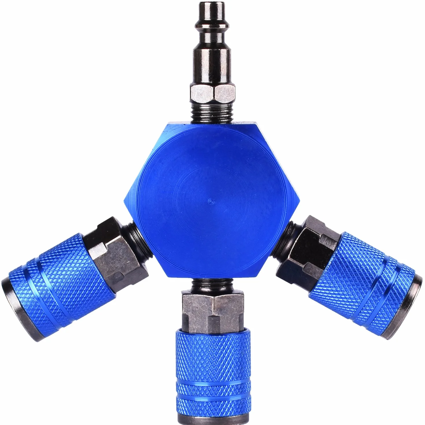 Divisor de aire, maniobra de 3 vías con 3 piezas industriales acoplador y enchufe, accesorios para compresor de aire de conexión rápida.