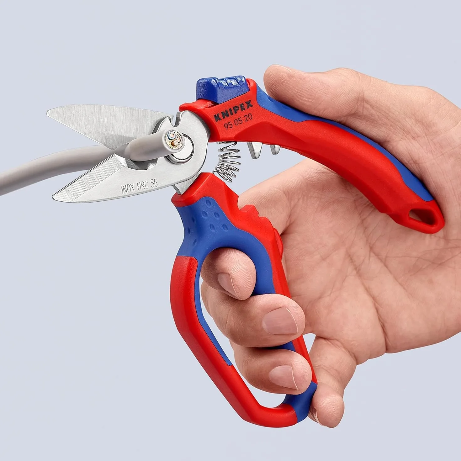 KNIPEX Tijeras de electricista acodadas pulido espejo con fundas multicomponentes, reforzadas con fibras de vidrio 180 mm, 95 05 20 SB
