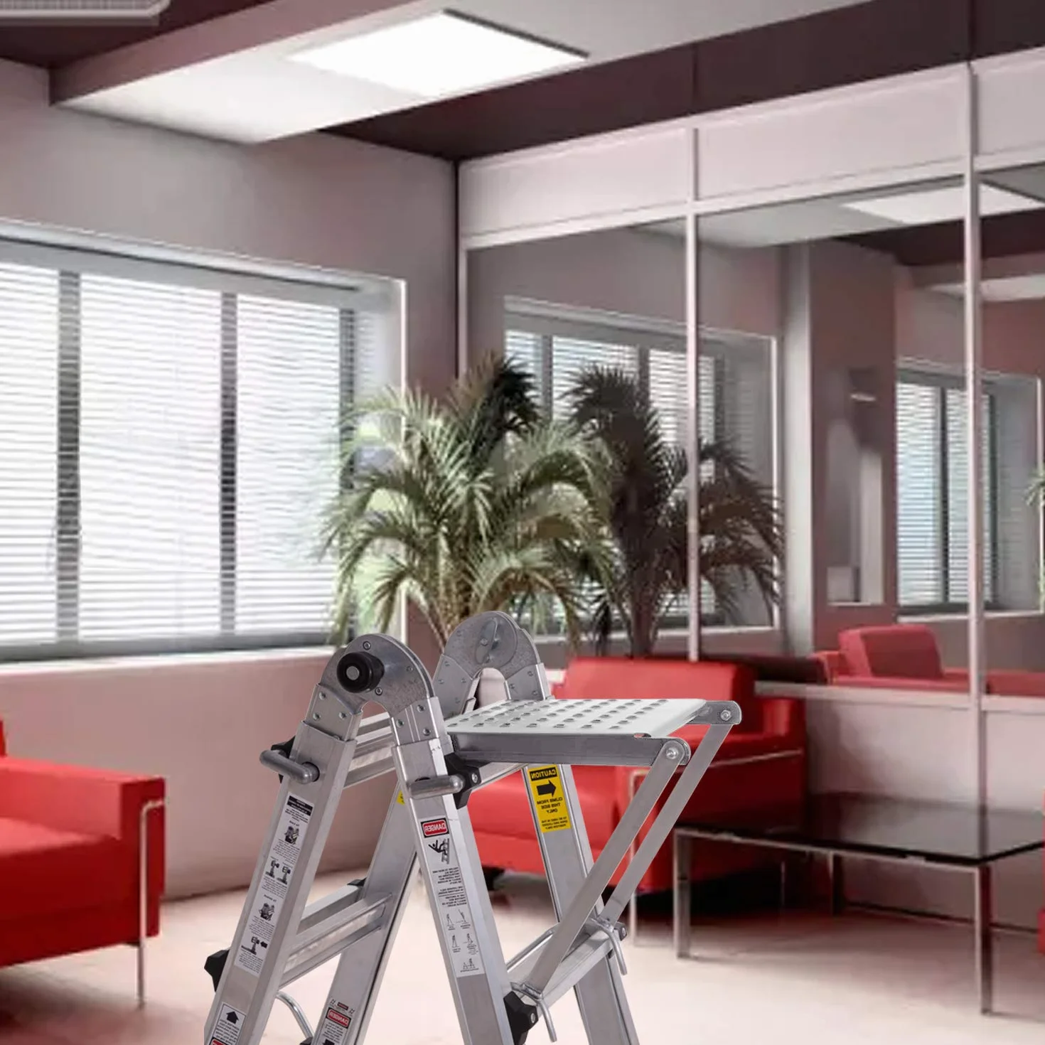 Plataforma para Escalera, Plataforma de Trabajo de Escalera Antideslizante, Herramientas Trabajo Estante para Todas Escaleras Sostiene 180kg