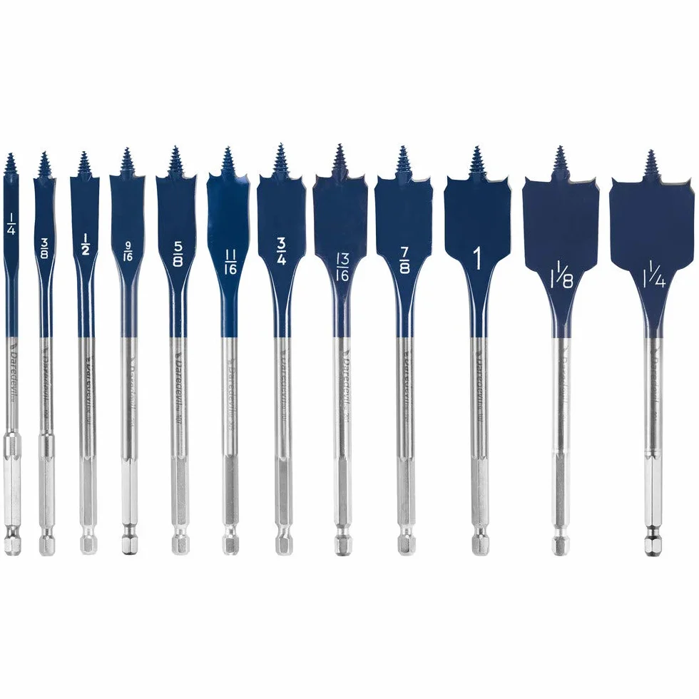 BOSCH DSB5012 - Juego surtido de 12 puntas de pala Daredevil, vástago hexagonal de 1/4 pulgadas, ideal para aplicaciones de perforación rápida en madera