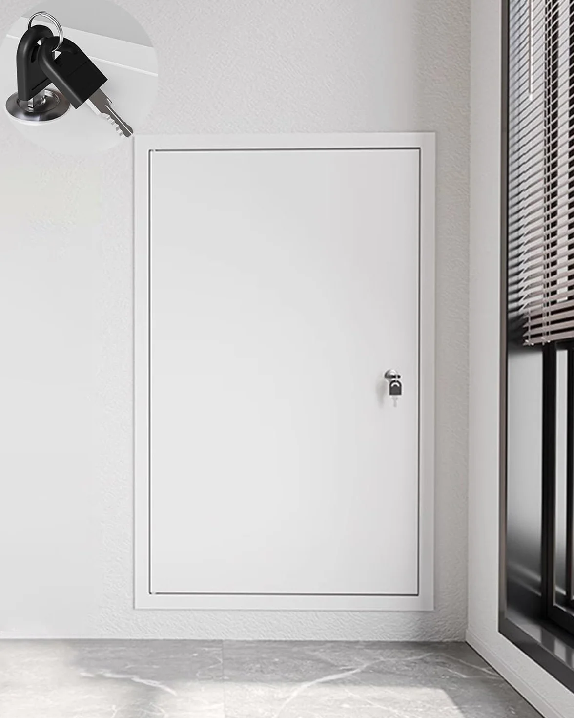 Puerta de Inspección Panel de Acceso Blanco con Cerradura, Trampilla de Inspección de Pared, 400x400, 500x500, 600x600, 600x750, 600x900, 700x700, 800x800, Puerta de Acceso Grande con Llave(50x50cm)