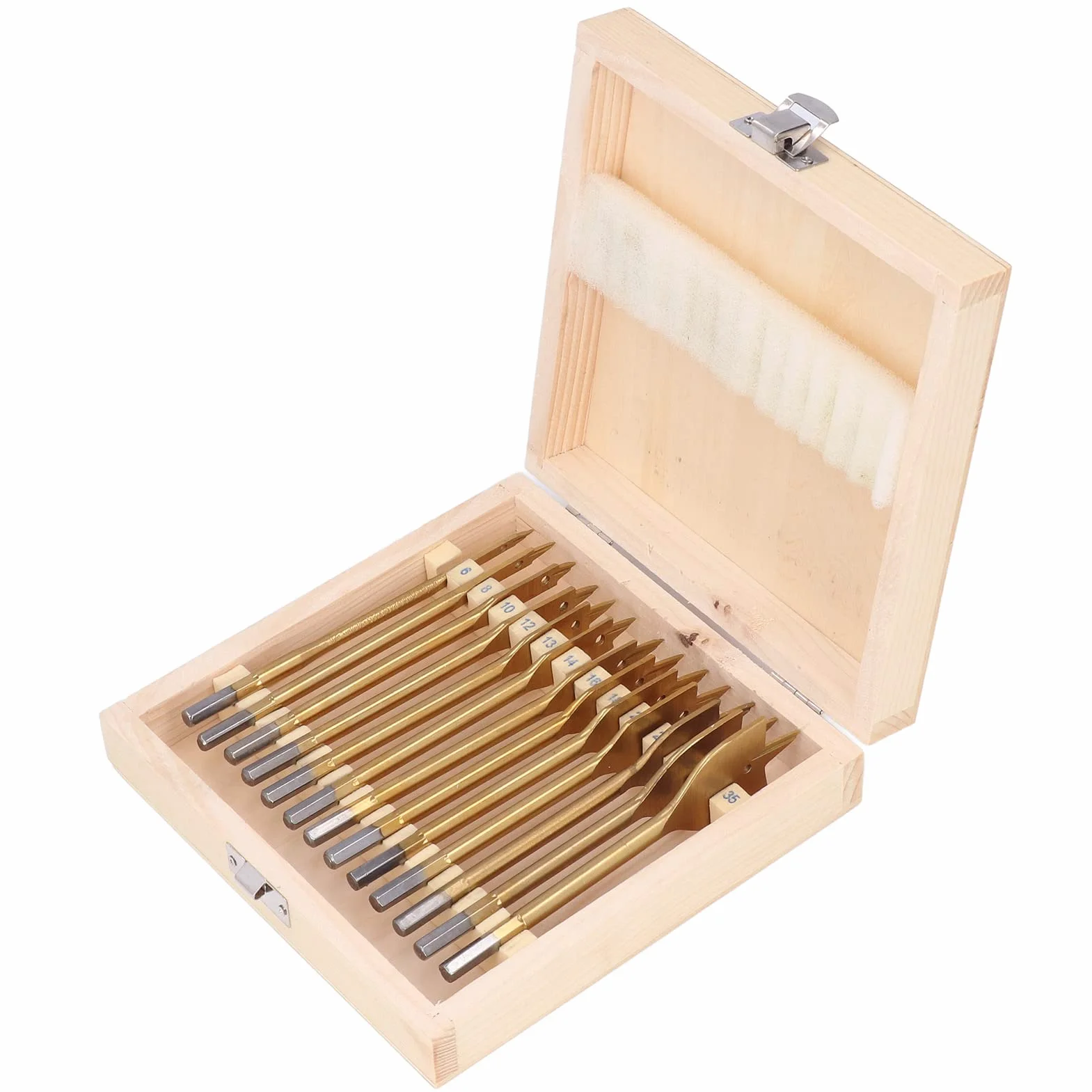 Juego de 13 Brocas Plana para Carpintería, Acero de Alto Carbono, 1/4in Hexagonal Vástago, Broca de Pala, Cortador de Agujeros, Madera, PVC, Aluminio