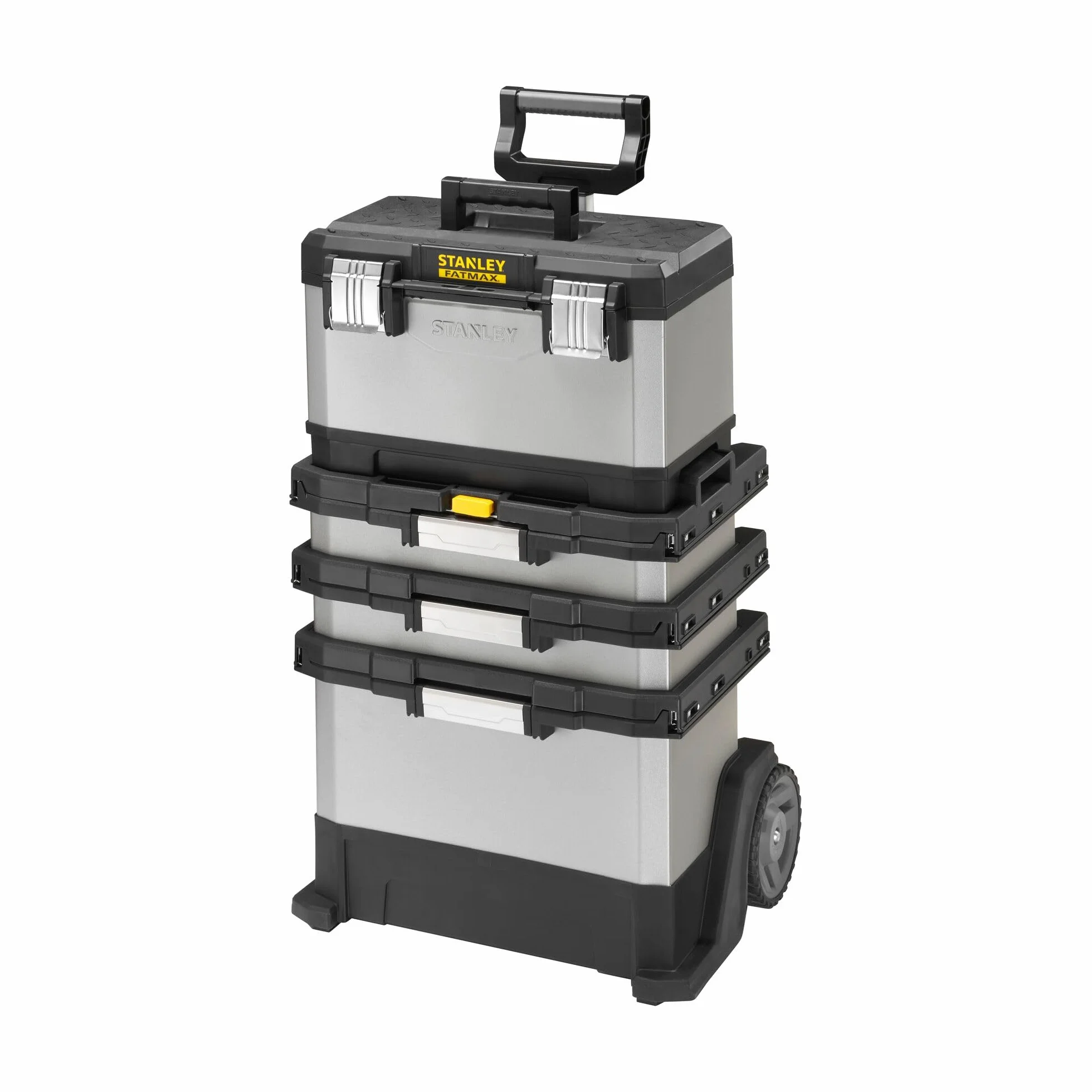 STANLEY FATMAX Taller Móvil Metálico, Carro de Herramientas, Caja Versátil para Piezas Pequeñas y Grandes, Ruedas 17cm, Cierres Metálicos Antioxidantes, 1-95-622