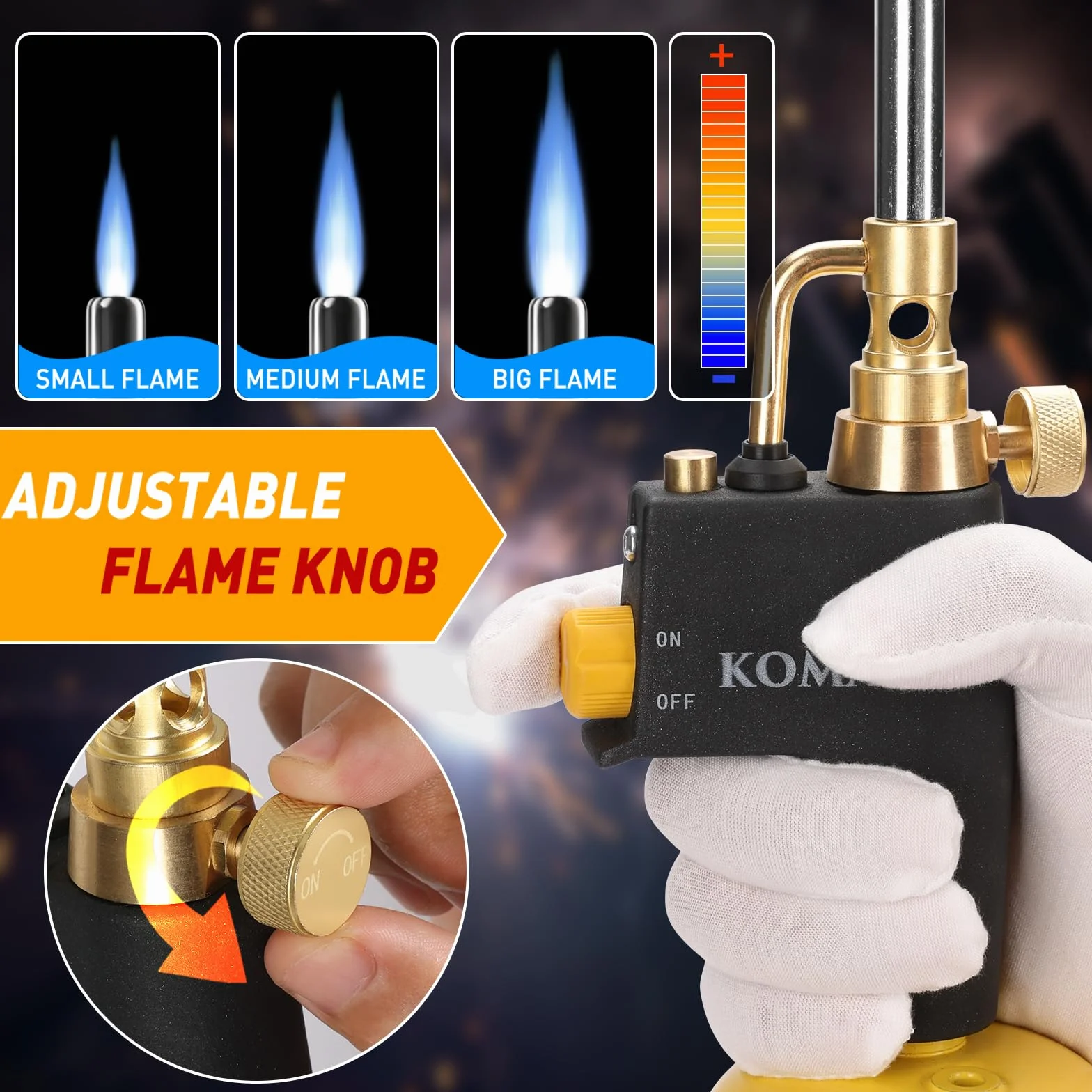 KOMAN Cabezal de antorcha de propano, kit de antorcha de propano, antorcha de gas Mapp, linterna de soldadura, cabezal de antorcha de propano con encendedor, cabezal de antorcha de soldadura de MAPP,