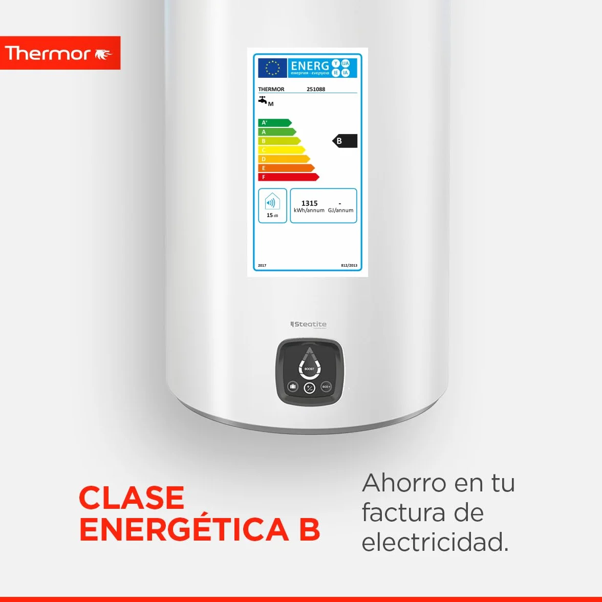 Thermor - Termo Eléctrico Ceramics Digital - Calentador de Agua Eléctrico Vertical de 100 L - 1800W - Resistencia Cerámica Antical - Fácil Instalación - Fabricado para instalación en España