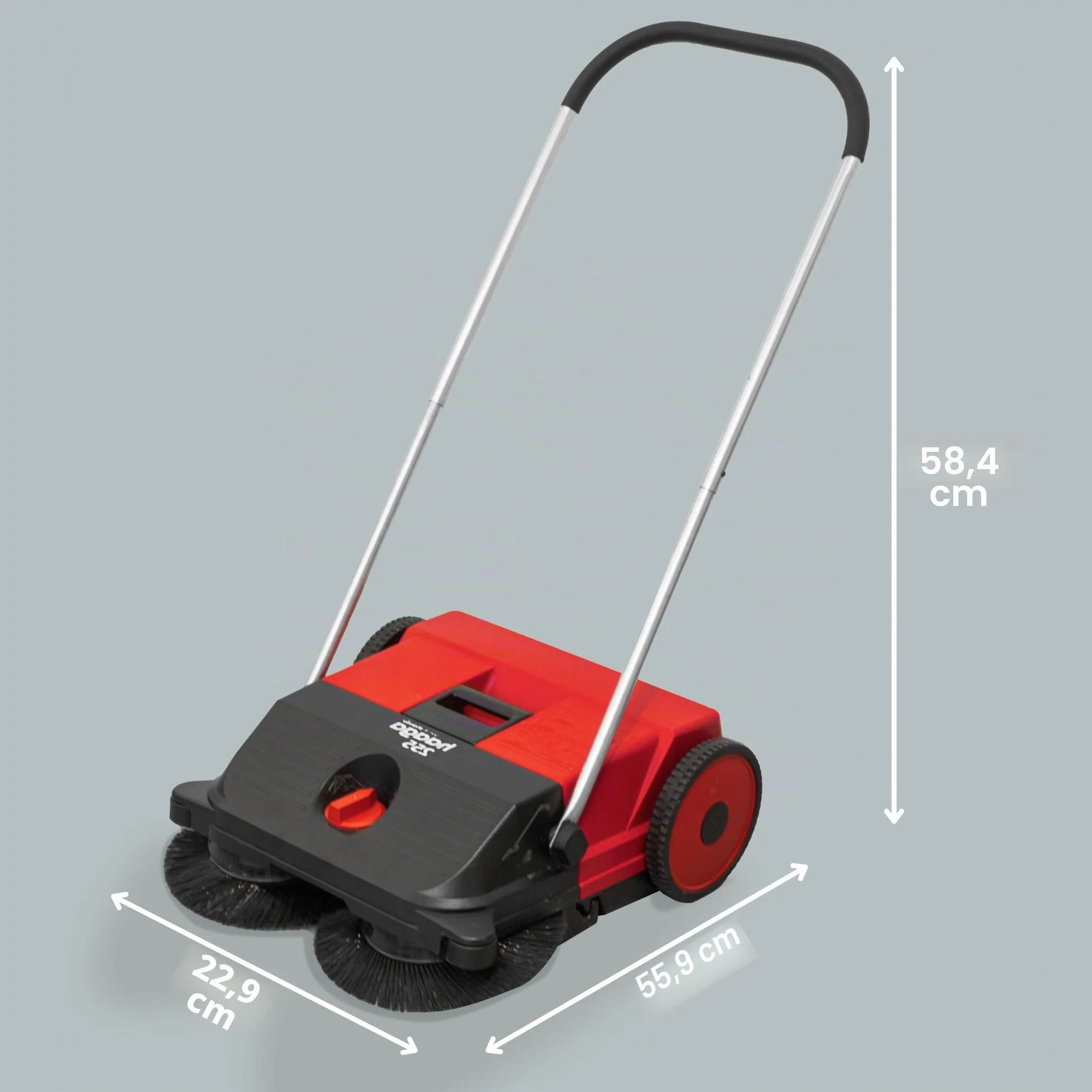 Haaga 255 - Barredora Manual con Sistema de Barrido Turbo, Capacidad de Barrido 1600 m²/h, Capacidad del depósito 20 litros