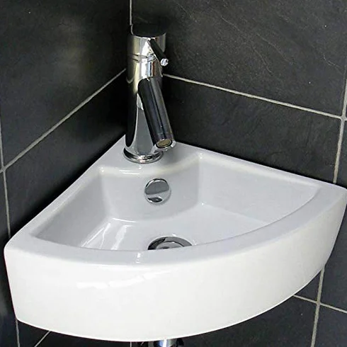 Lavabo de pared de cerámica moderno de la esquina del lavabo del lavabo del cuarto de baño colgado