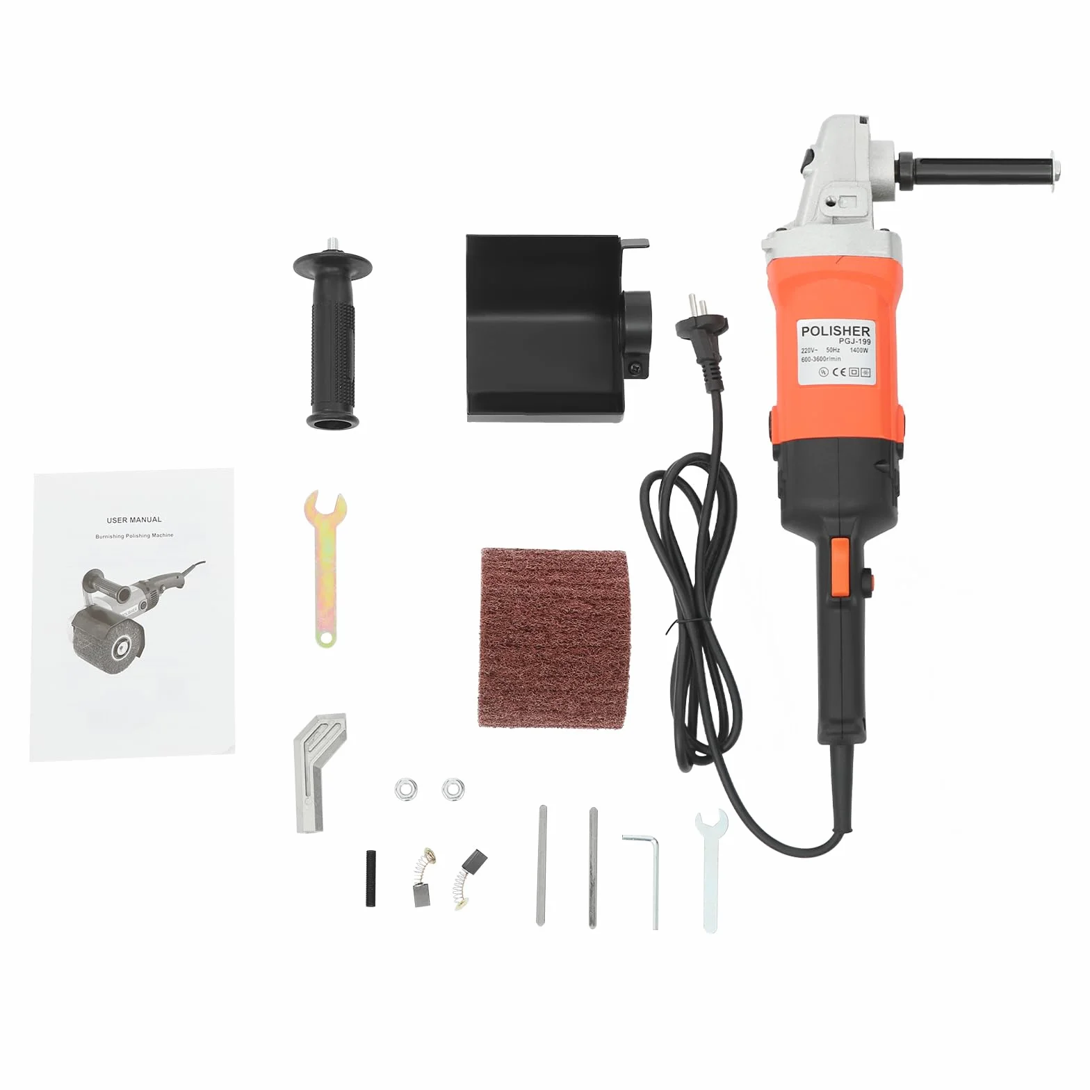 Satinadora, 1400W, pulidora y lijadora de cepillo, 600-3600 RPM, pulidora multifunción para pulir, lijar y estructurar