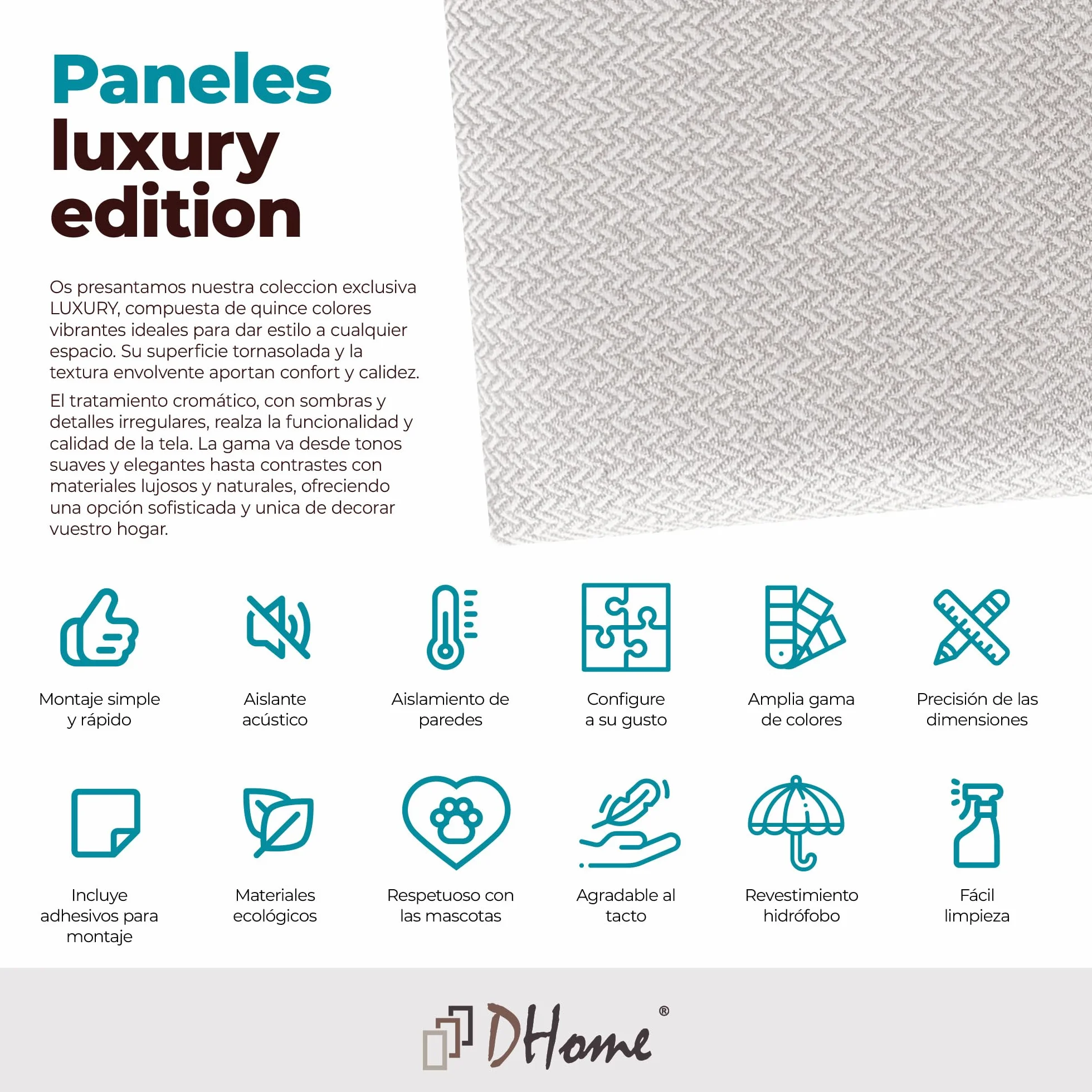 DHOME Juego de 1 Panel Tapizado Exclusivo Pack Serie Luxury Edition Autoadhesivos para Pared Acústicos Absorbentes Protección Impactos Cabeceros Decoración Hogar (Espigas Beige, 60x40cm, x1)