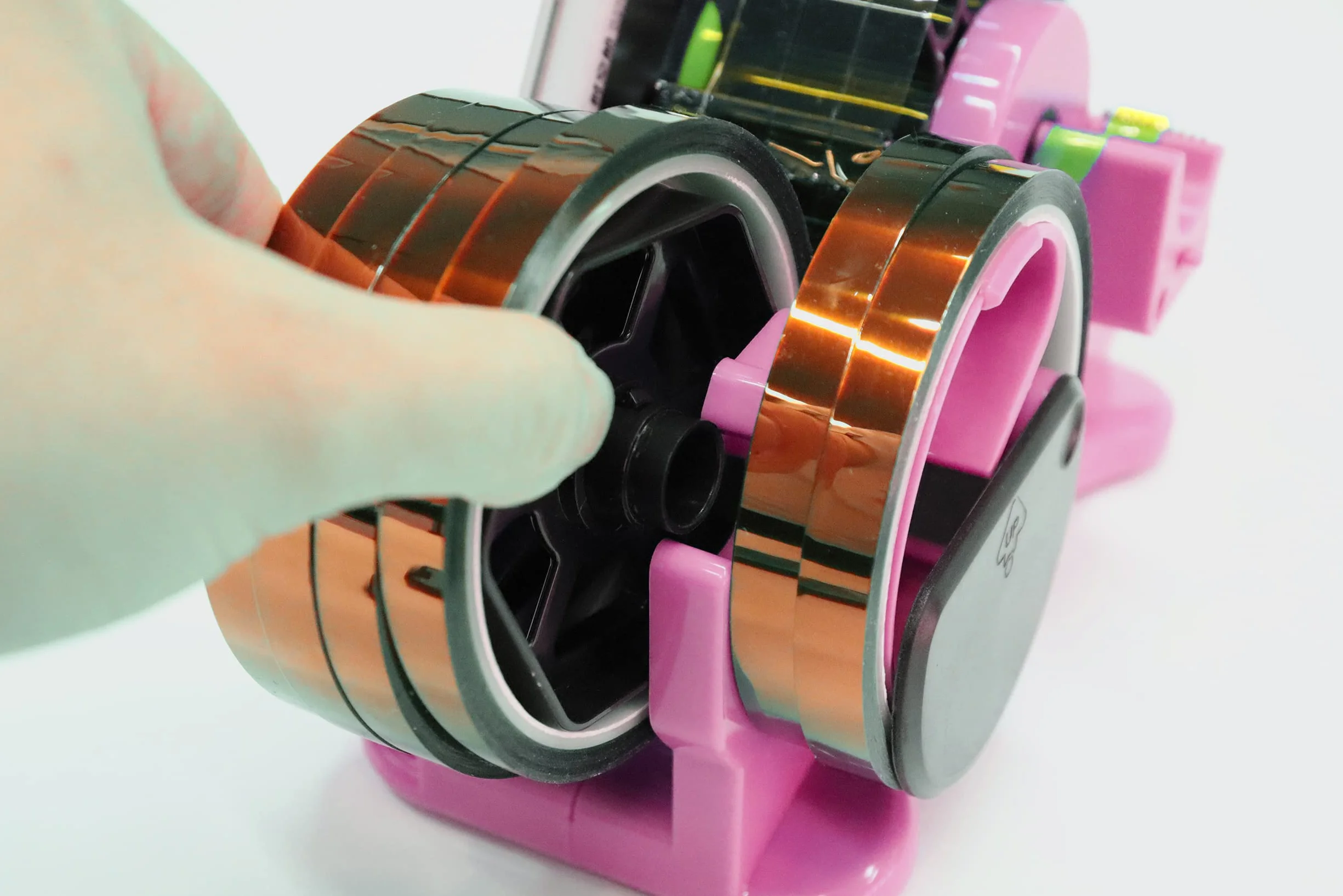 Dispensador de cinta de calor rosa sublimación, dispensador de cinta térmica, corte múltiple, rollo de 1 pulgada, núcleo de 3 pulgadas, doble carrete