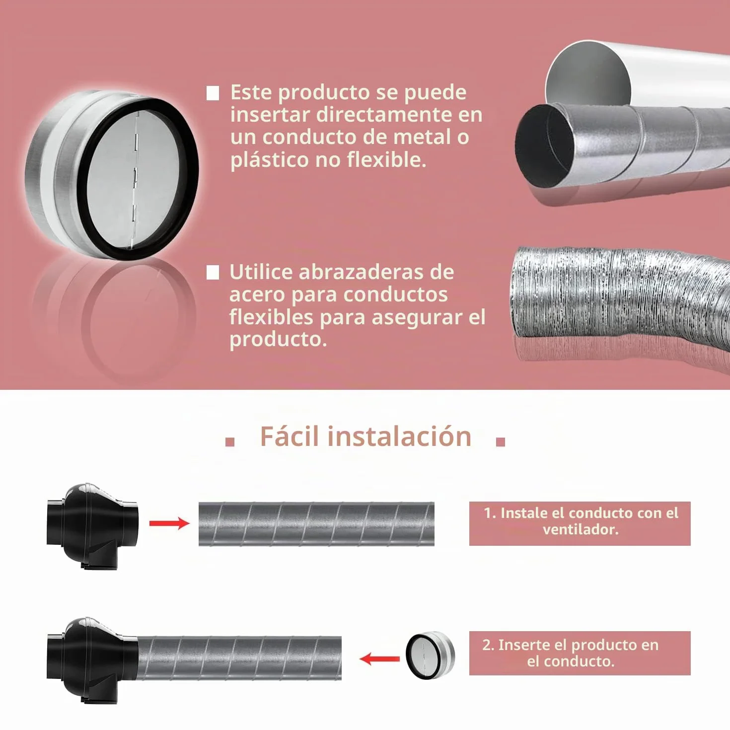 WeCooper - Válvula antirretorno para campana extractora, DN150 mm, acero galvanizado, con solapas de aluminio de goma sellada