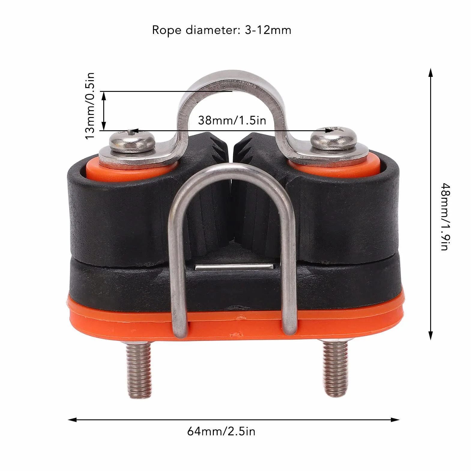 Tuees Mordaza de Leva para Velero, Mordaza de Leva de Entrada Rápida de Diseño Resistente con Anillo Guía para Cabo de 3-12 Mm