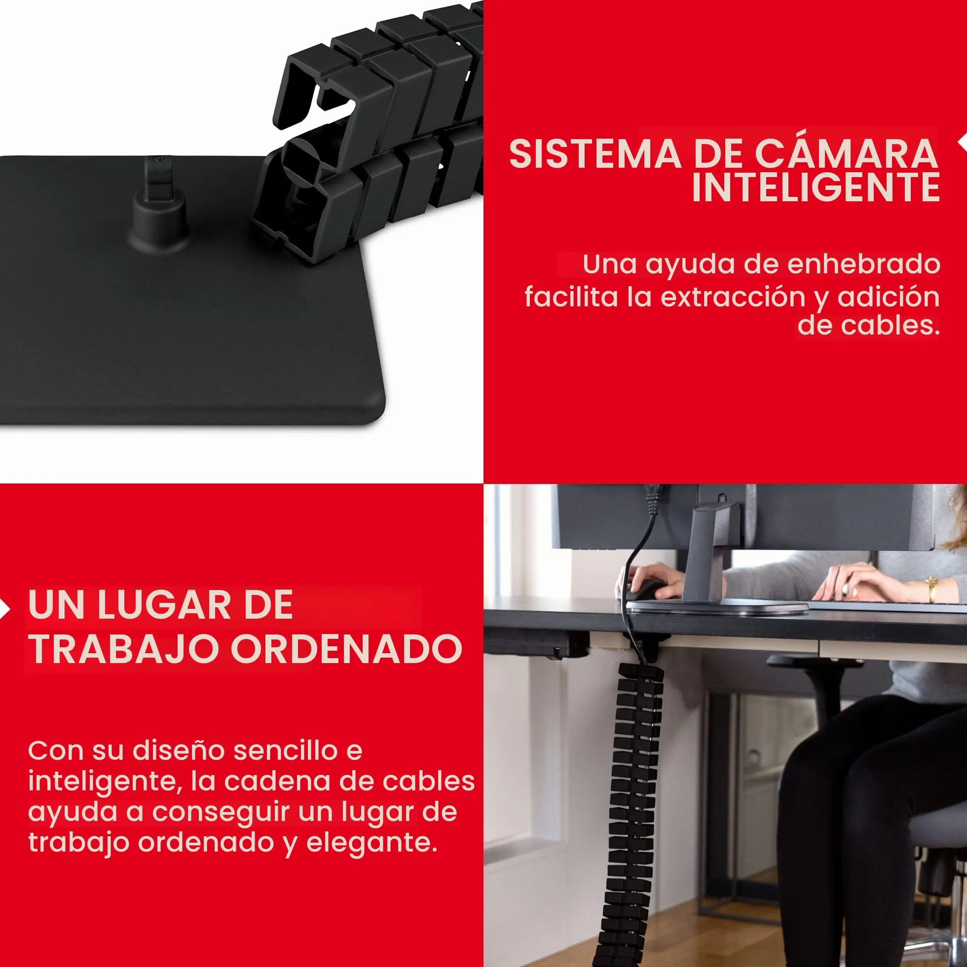 OL Oskar Lehmann Cuba Slim Line - Guía para cables (1260 mm, cuadrada), color negro