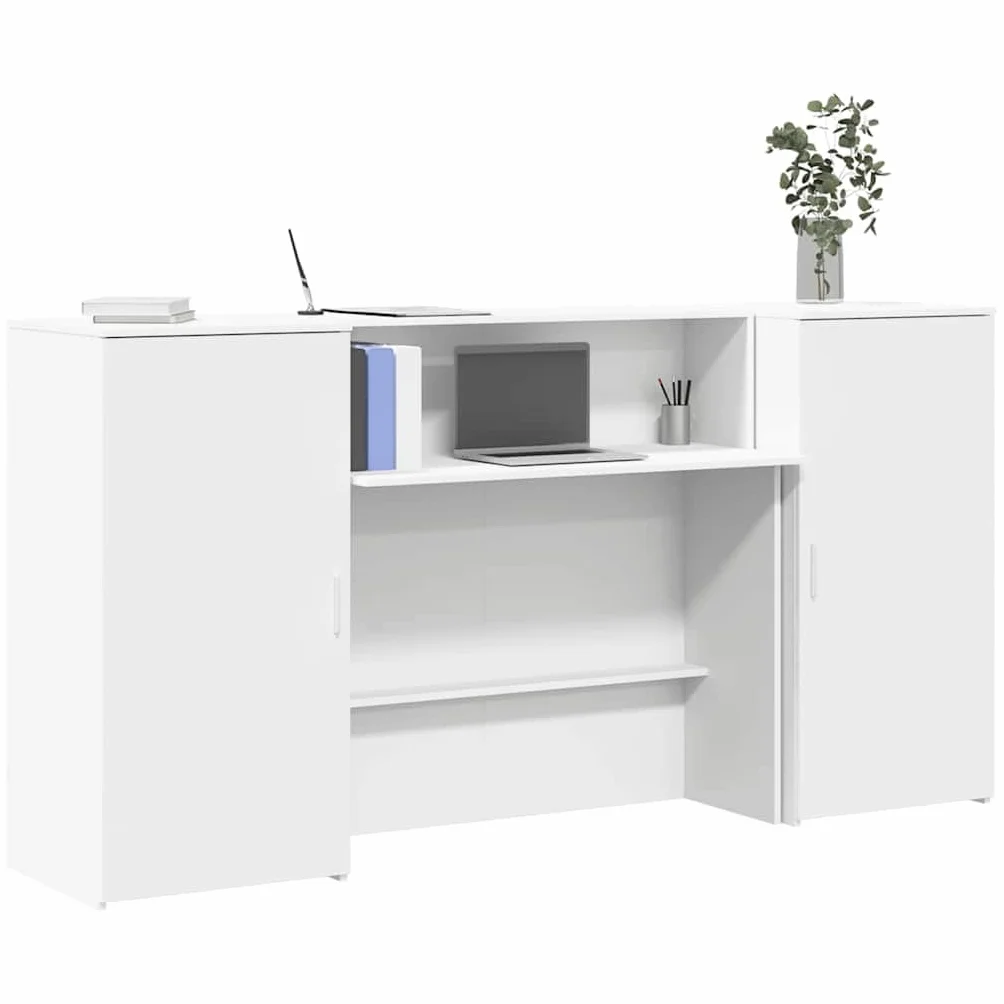 Blanco Mostrador de recepción 200x50x103,5 cm Madera ingeniería Escritorios