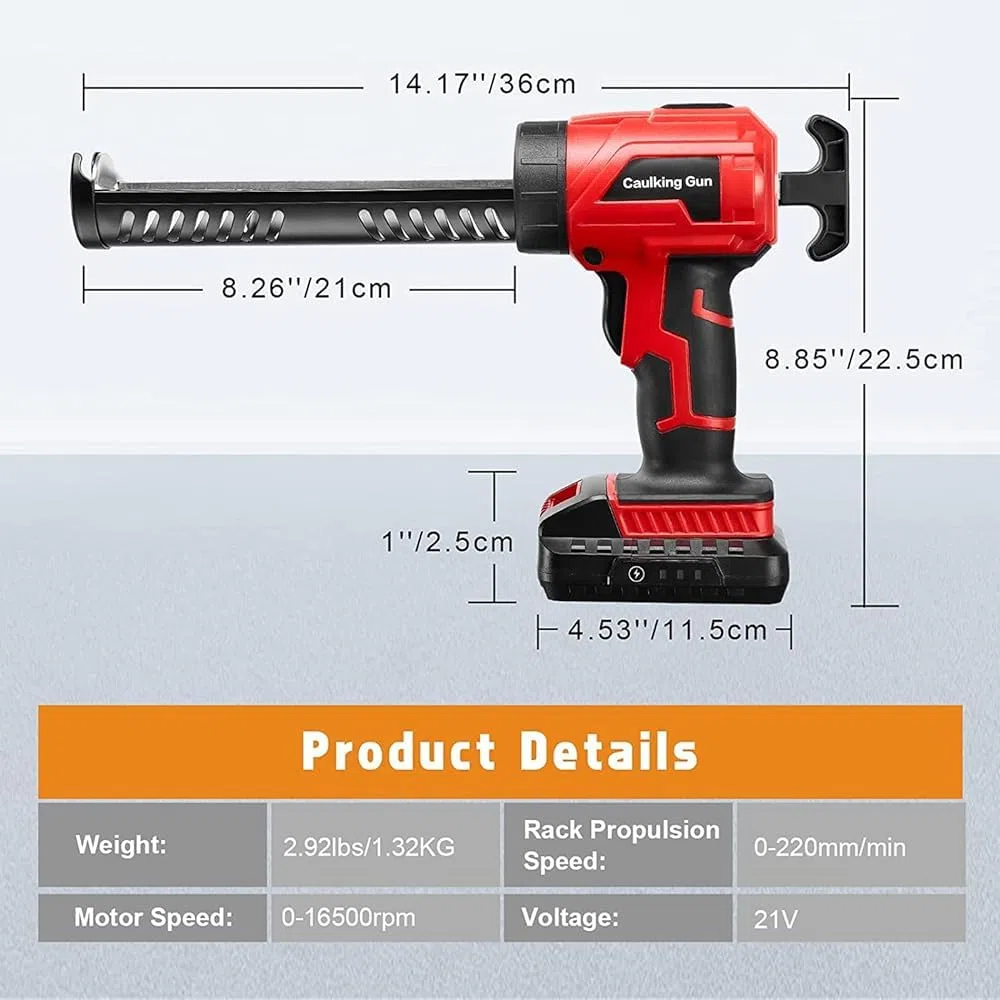 Pistola de calafateo eléctrica inalámbrica de 20 V de iones de litio con boquillas, pistola adhesiva selladora de 10 onzas / 300 ml