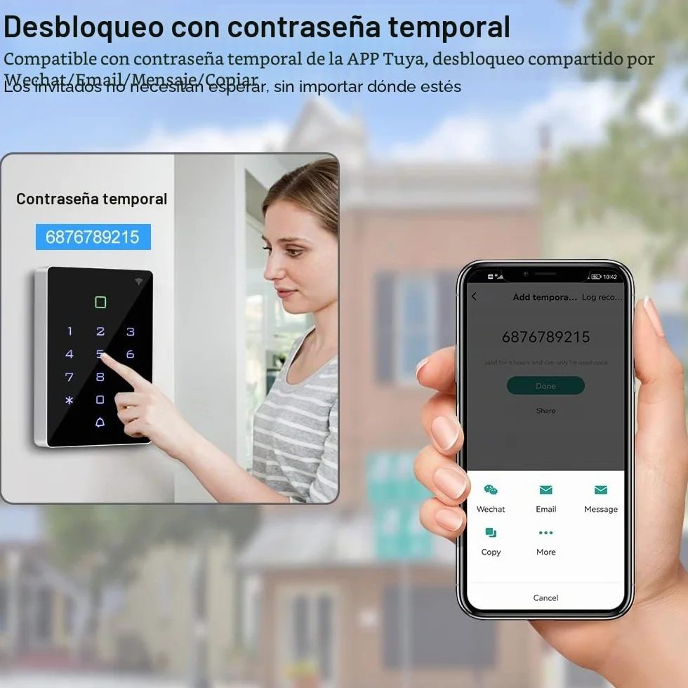 WiFi Tuya Control de Acceso RFID Teclado Inalámbrico IP68 Controlador de Acceso Impermeable WG26 / 34 Desbloqueo del Sistema + Tarjeta Clave 10pcs