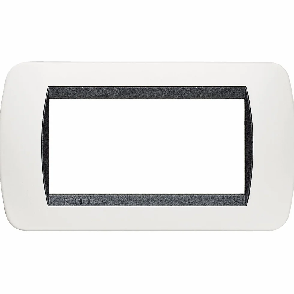 Bticino L4804PB Placa de 4 módulos, Color Blanco