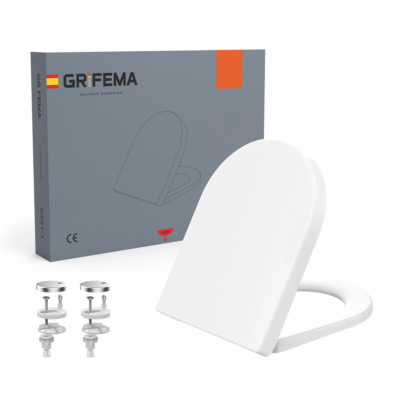 GRIFEMA Tapa WC Universal Premium UF Resin Efecto Cerámico Antibacteriana Cierre Suave Silencioso Liberación Rápida