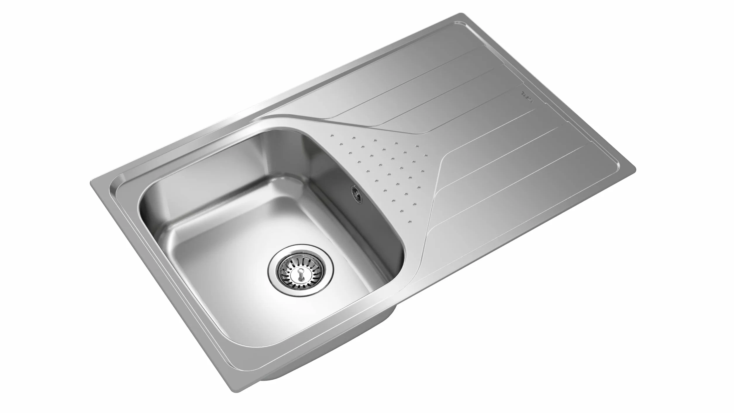 TEKA Fregadero Encastrado 1 Cubeta con Escurridor, Acero Inoxidable, Profundidad 170mm, Para Mueble 45cm, Desagüe Manual, Universe 45 T-XP 1C 1E