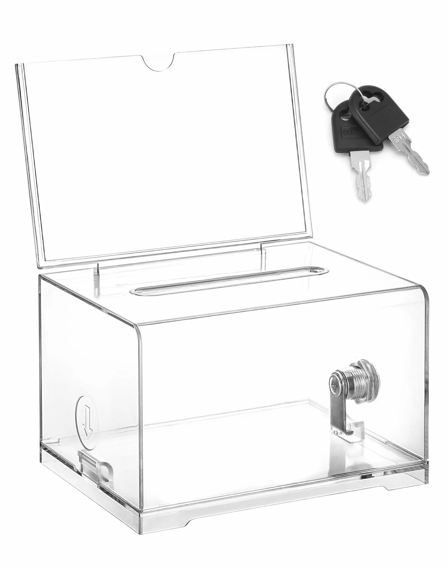 QWORK Caja de Acrílico Transparente con Cerradura, 16x12x10 cm, Urna de Votación