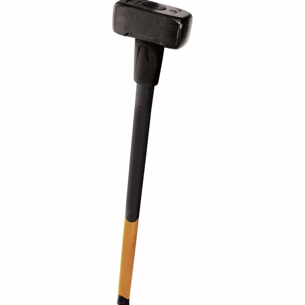 Fiskars Maza forjada 4 kg, Con parachoques, Cabeza de acero al carbón/Mango trimaterial con núcleo de fibra de vidrio, Negro/Naranja, XL, 120030