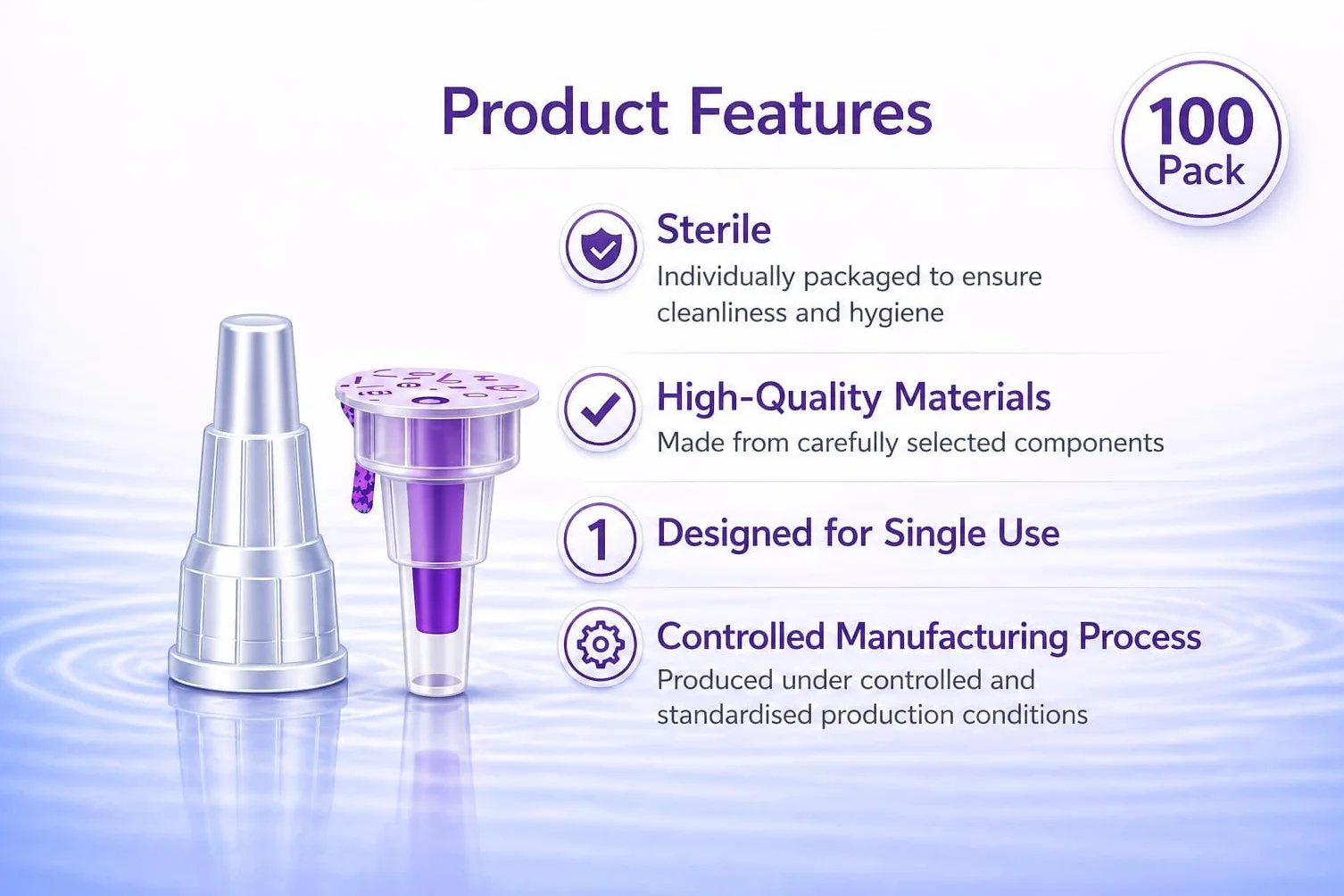 Puntas desechables estériles 32G (0,23 x 5 mm) – 100 unidades, envasadas individualmente, universalmente compatibles, para laboratorio, industria y aplicaciones cosméticas