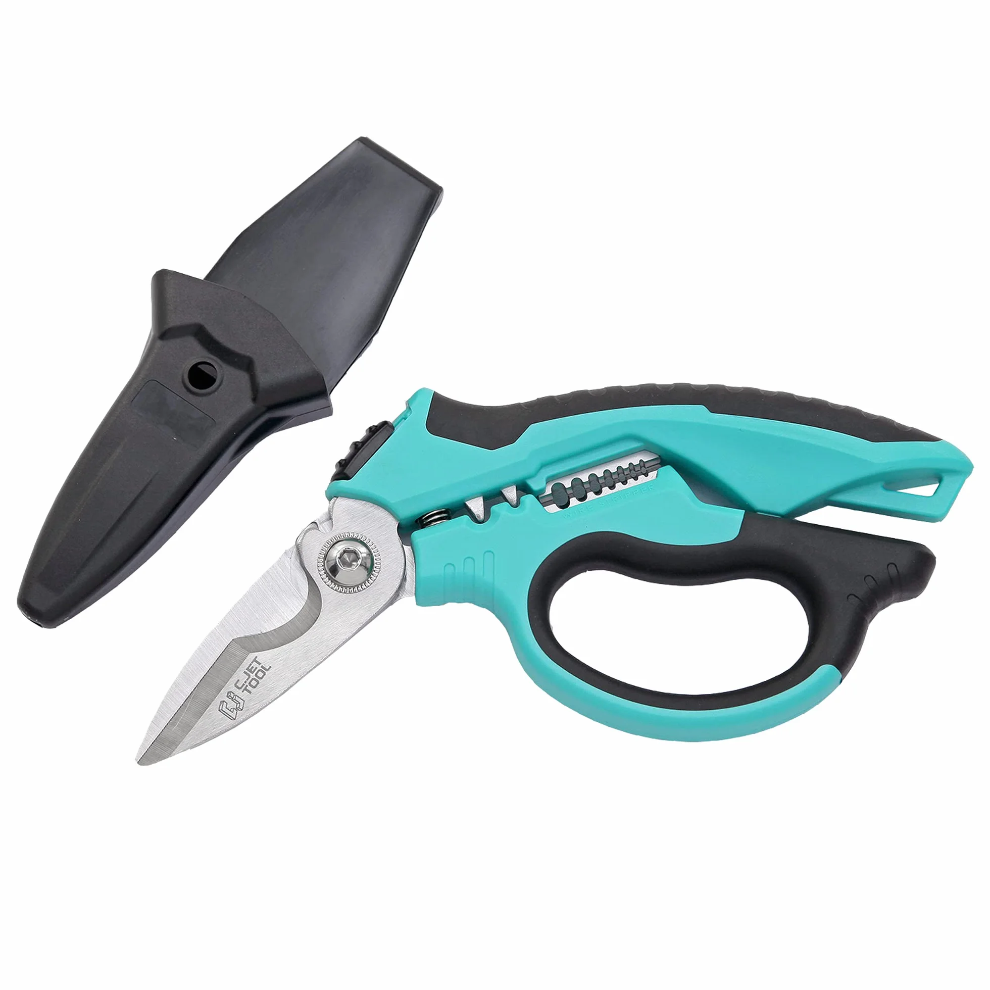 C.JET TOOL Tijeras de Electricista 8"/200 mm, Acero Inoxidable, Angulares, Cortador de Alambre, Profesionales de Alta Resistencia para Cortar Cables de Cobre y Aluminio