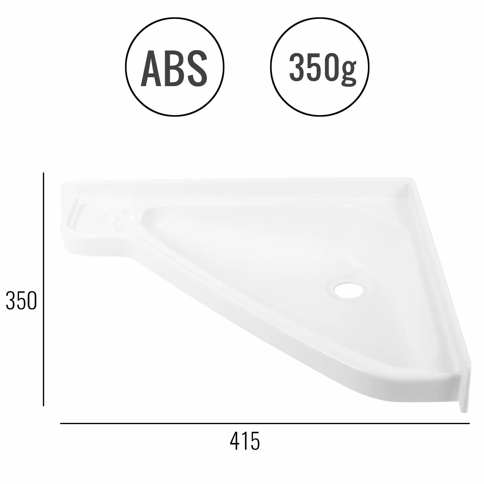 Lavabo esquinero pequeño 41,5 x 35 x 60 cm, plástico blanco para caravana, autocaravana