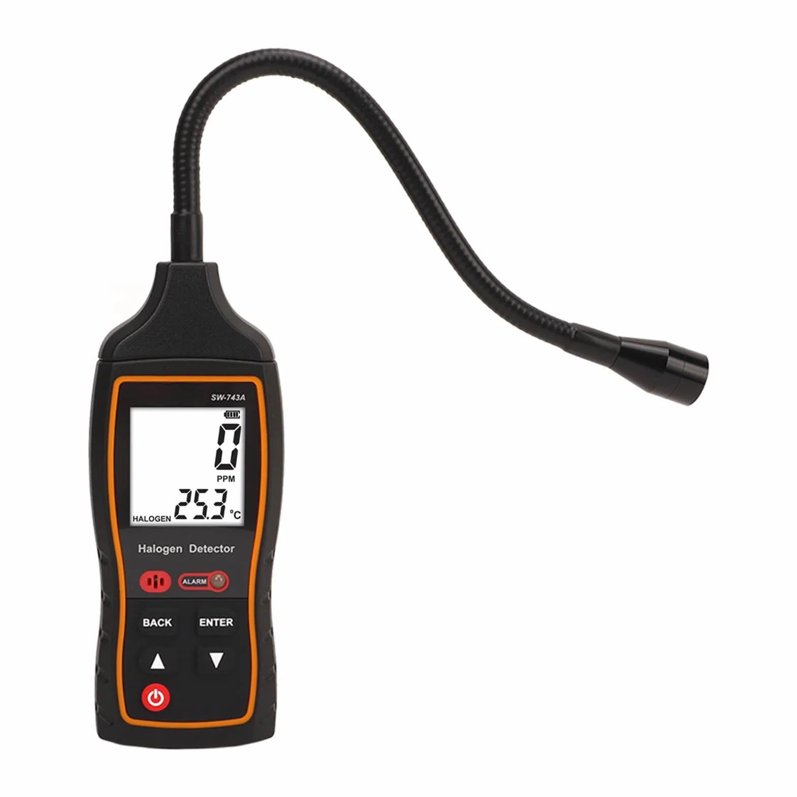 Jeffergarden Detector de Gas Halógeno Detector de Gas Refrigerante ABS 0 a 1000 PPM con Sonda Flexible de 26 Cm LCD y Sensibilidad Ajustable para HVAC AC Refrigeración Extinción de Incendios