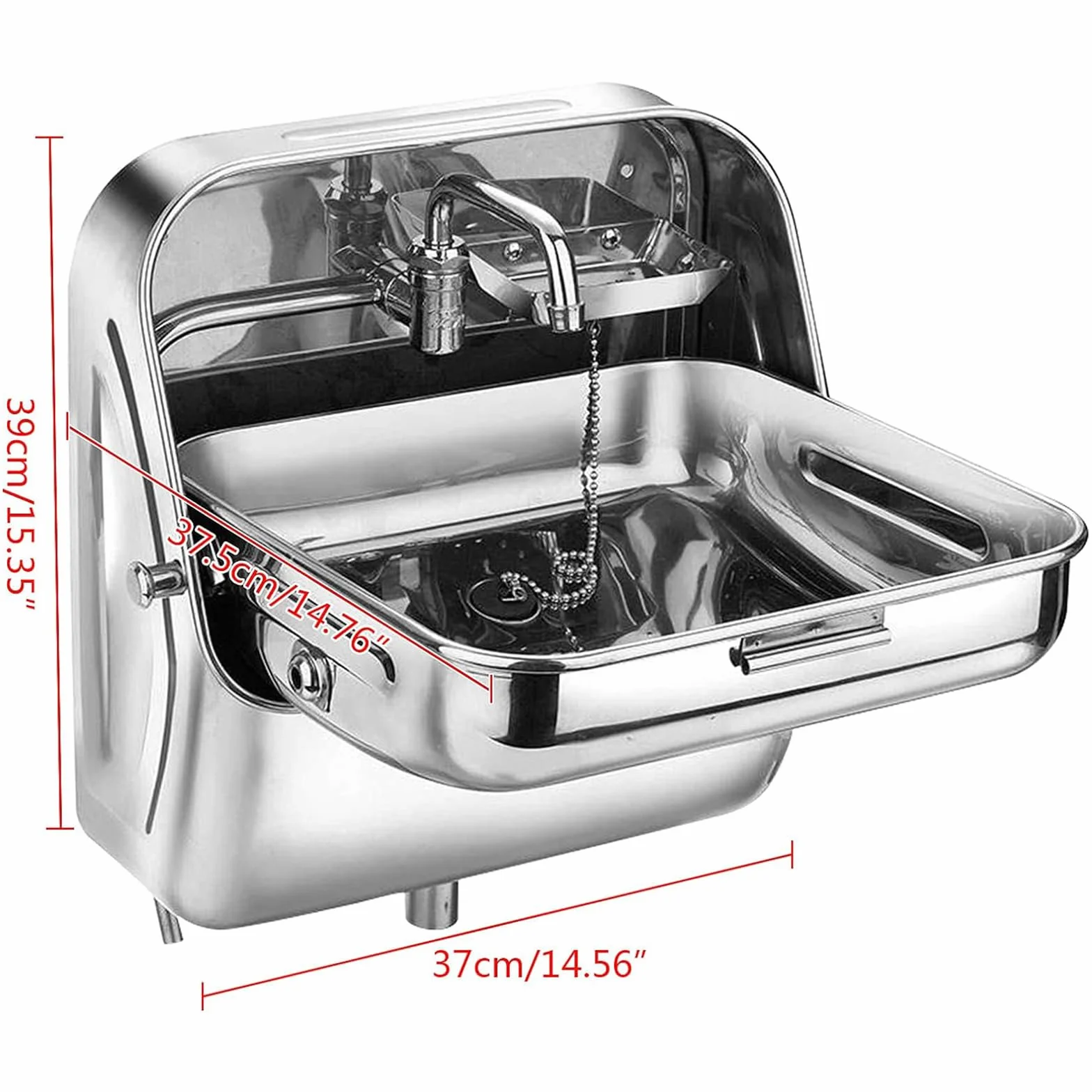 Fregadero Plegable para Caravana, Fregadero De Baño De Acero Inoxidable con Grifo De Agua Fría, Lavabo De Mano Pequeño para Exteriores, Montaje En Pared, para Cocina De Barco Camper
