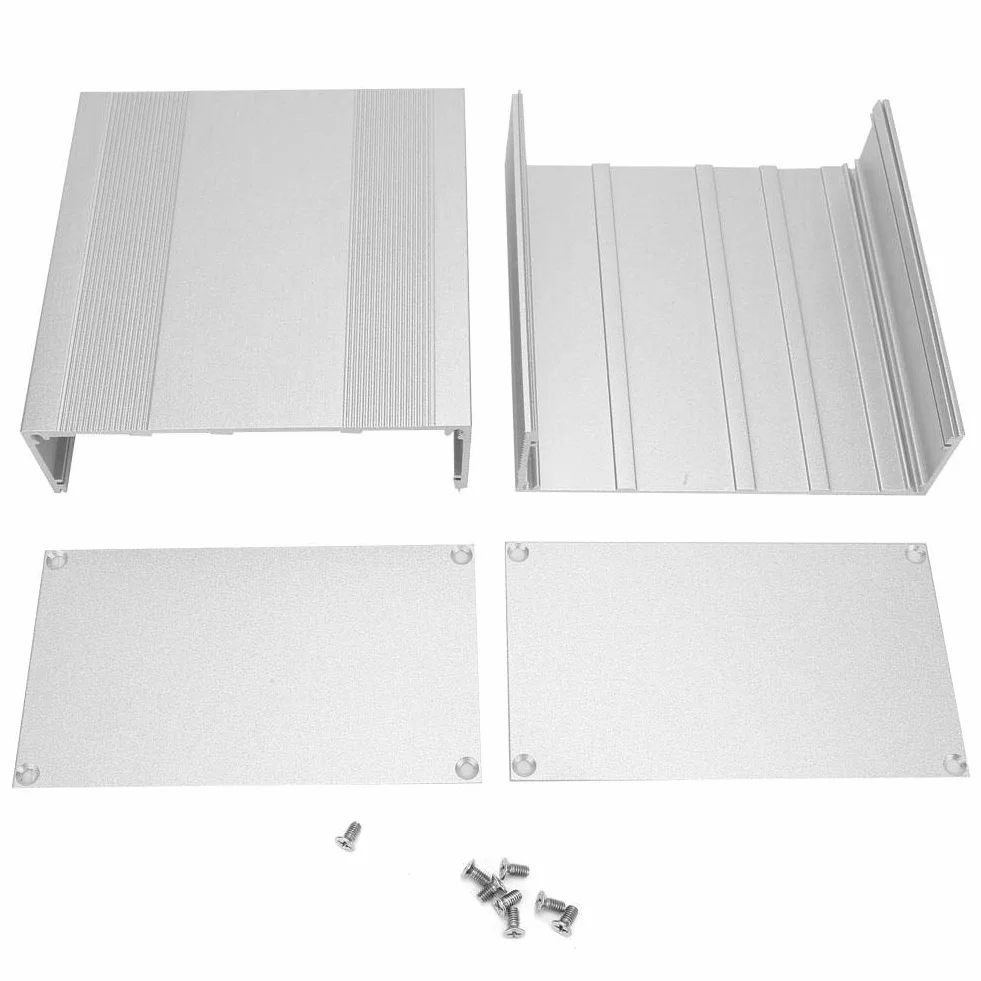 Caja de caja de aluminio Caja de caja de instrumentos de PCB de proyecto de placa de circuito electrónico DIY de plata para carcasa de aluminio de disipación de calor de productos electrónicos, 3,2 ×
