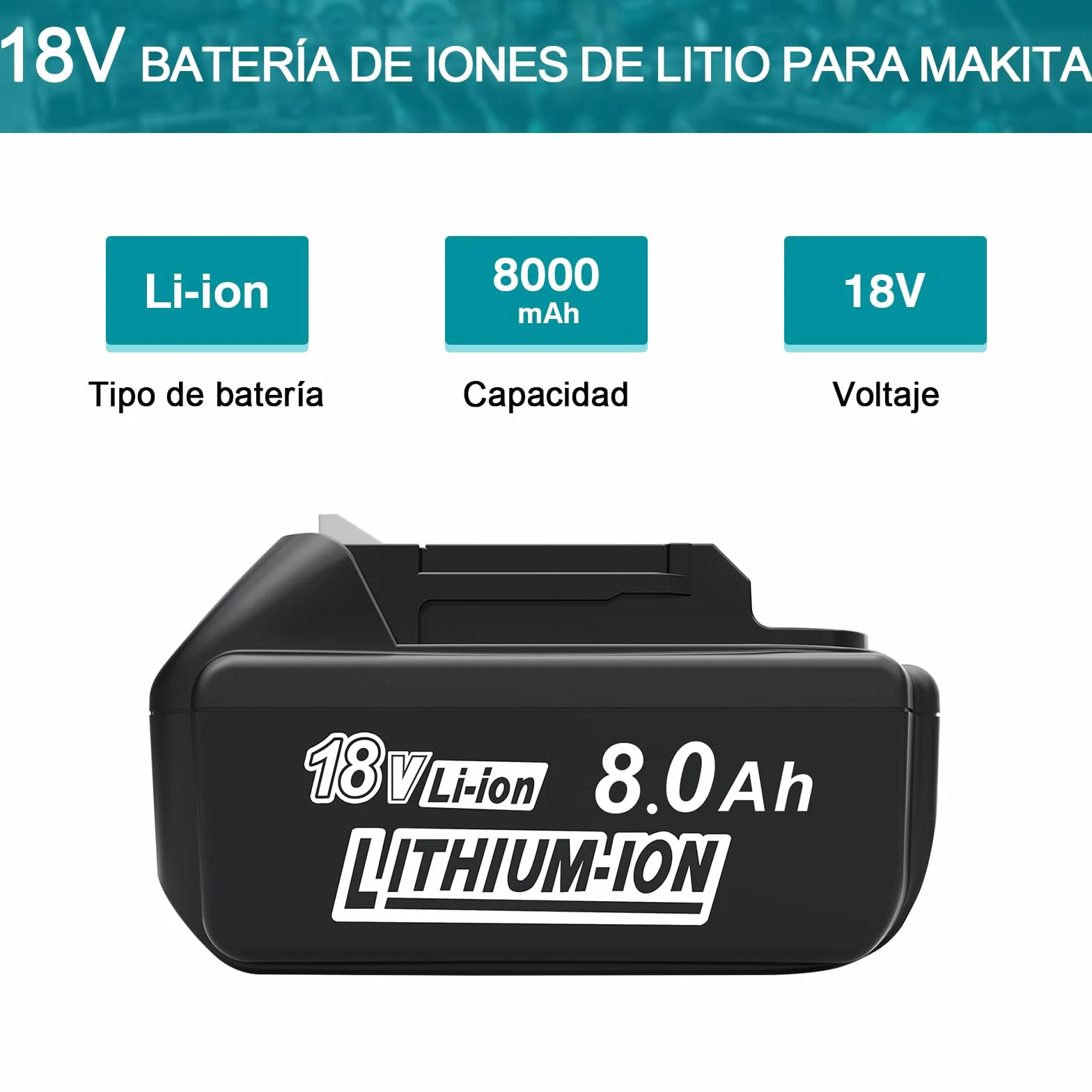 Batería de Repuesto para Makita 18V: 8000mAh Li-Ion Compatible con BL1860B BL1840 BL1830 BL1815 BL1835 BL1850B BL1845 194205 con batería de Herramientas LED (2 Unidades)